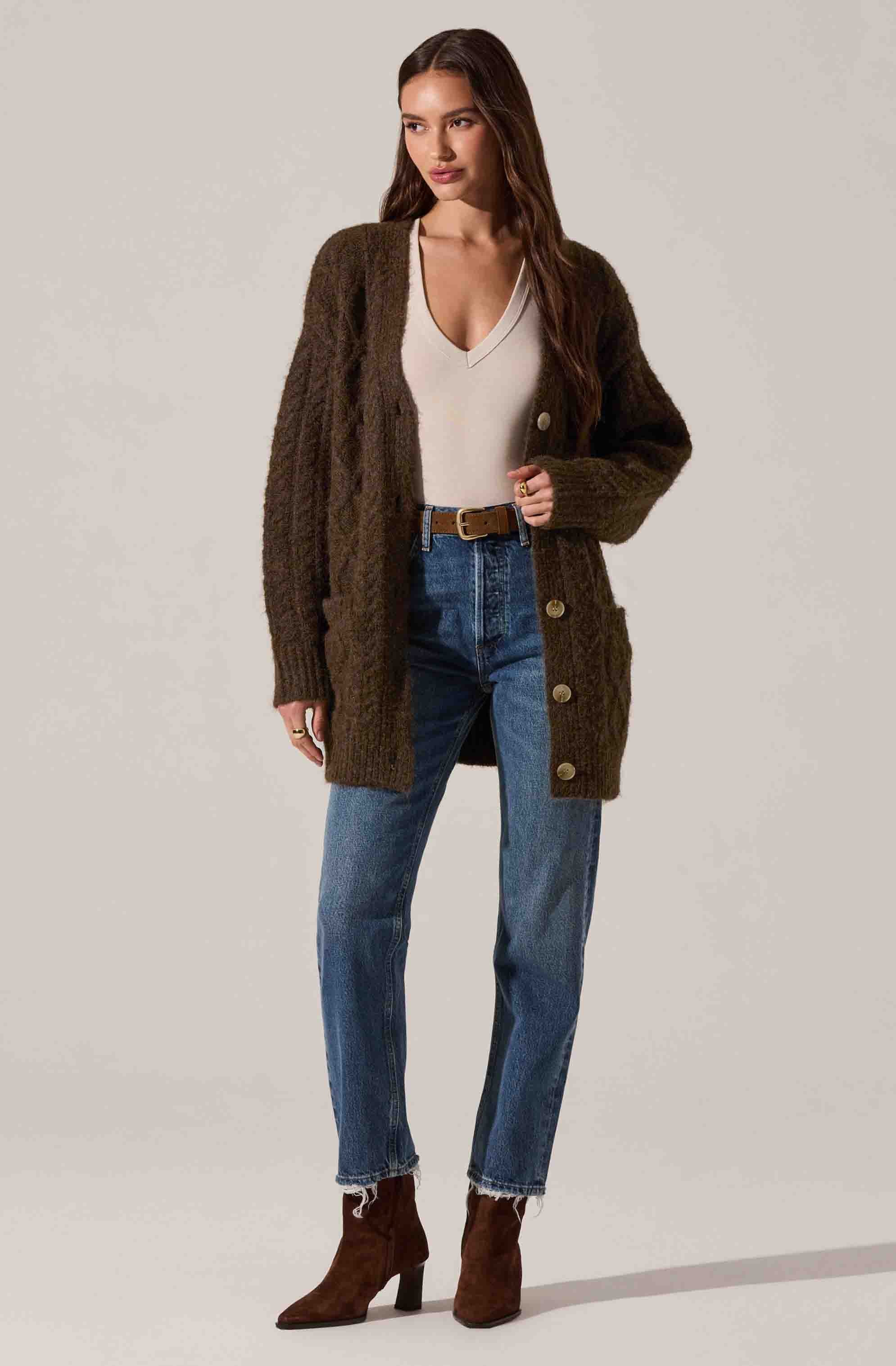 Charli Cable Knit Cardigan Sweater