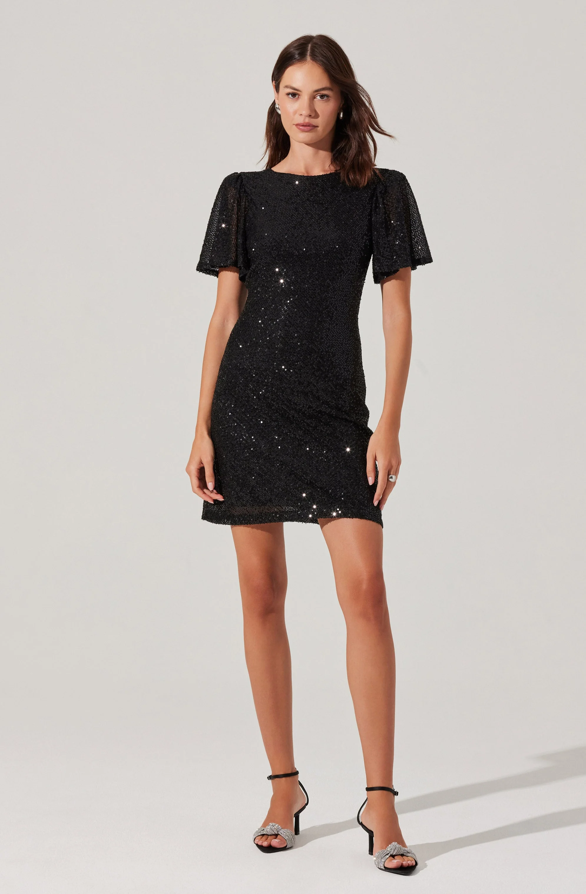 Sequin Flutter Sleeve Mini Dress