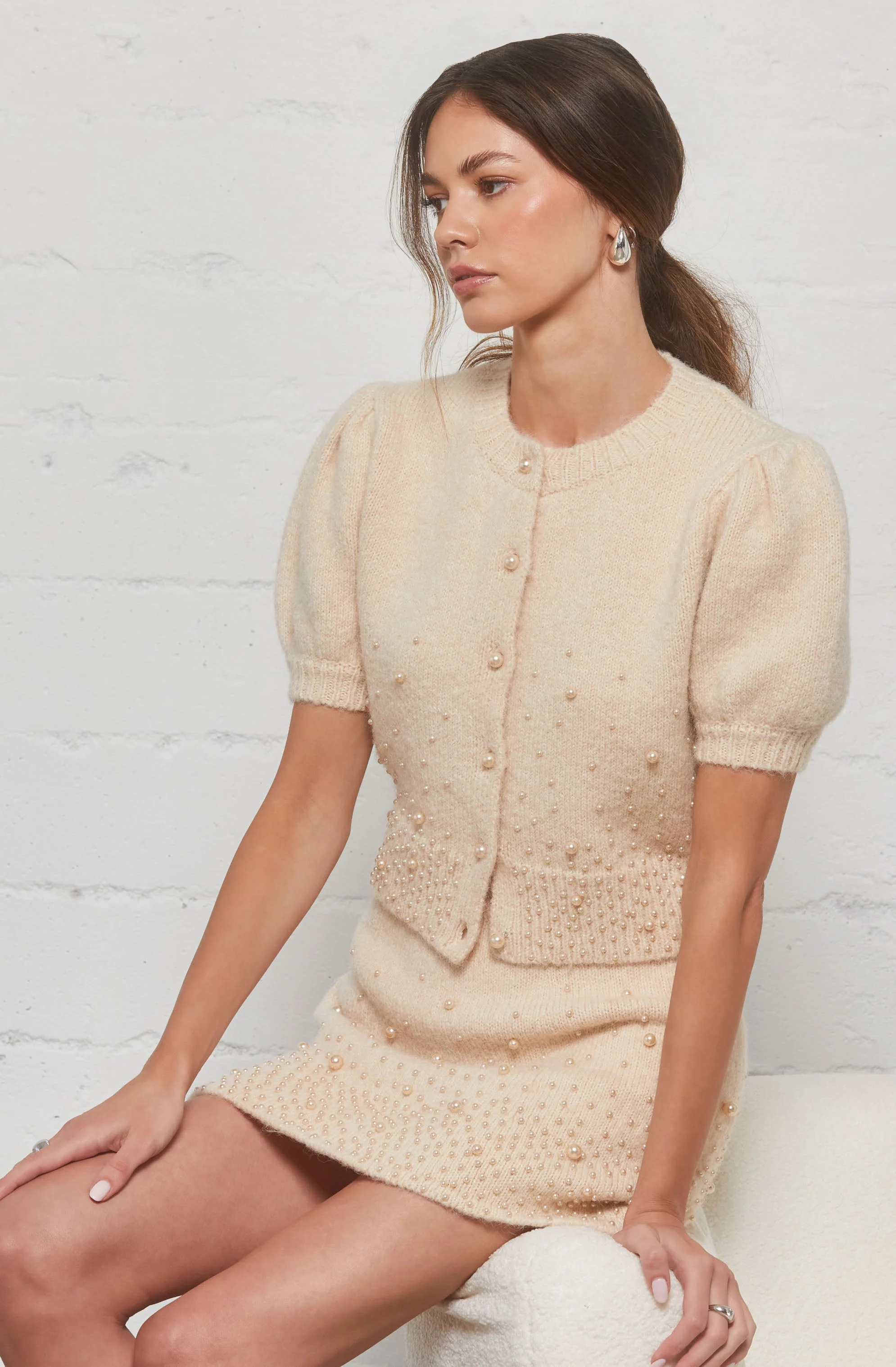 Joly Pearl Embellished Cardigan