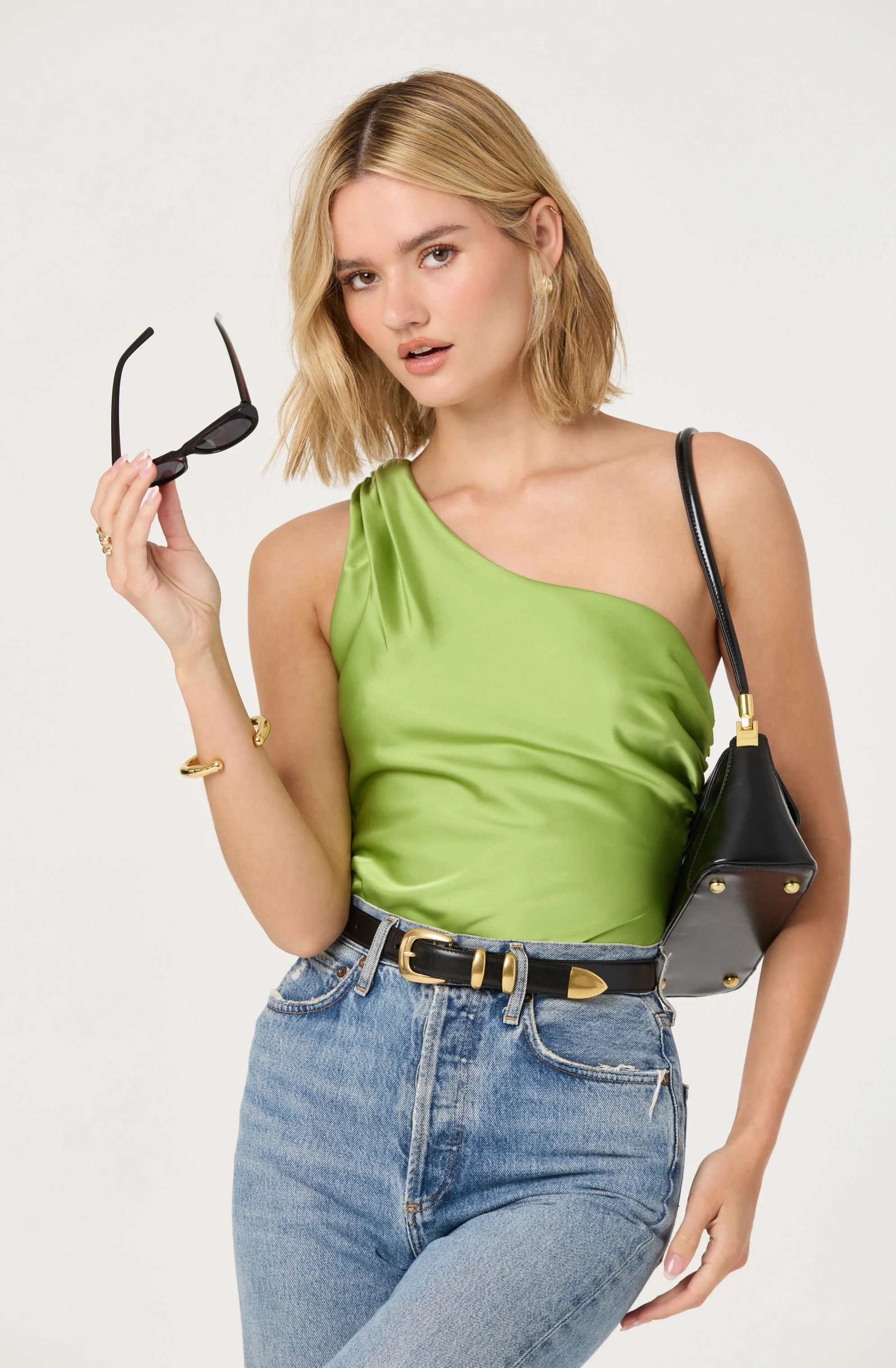 Francis Satin One Shoulder Top
