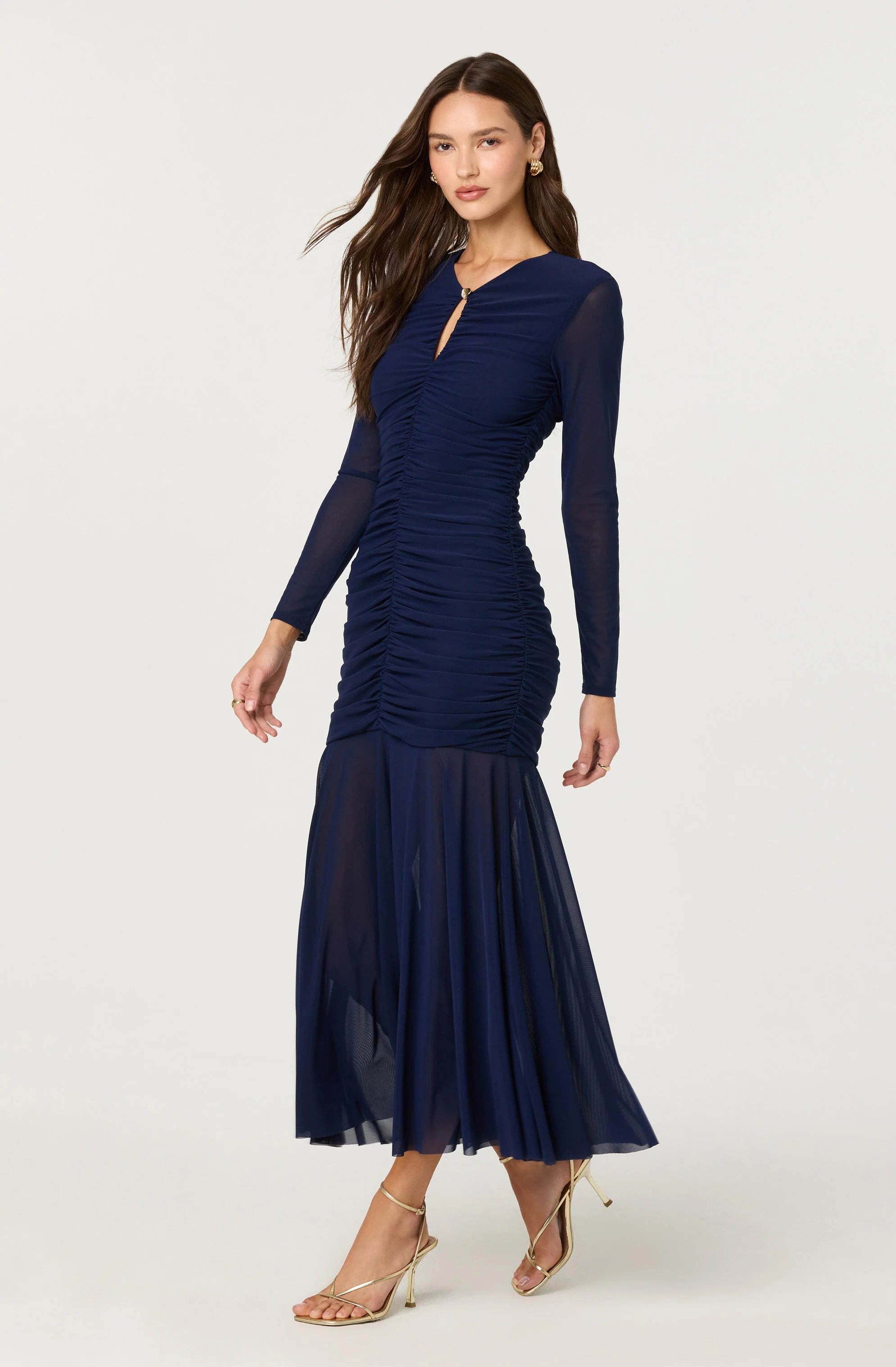 Yasmine Ruched Long Sleeve Dress