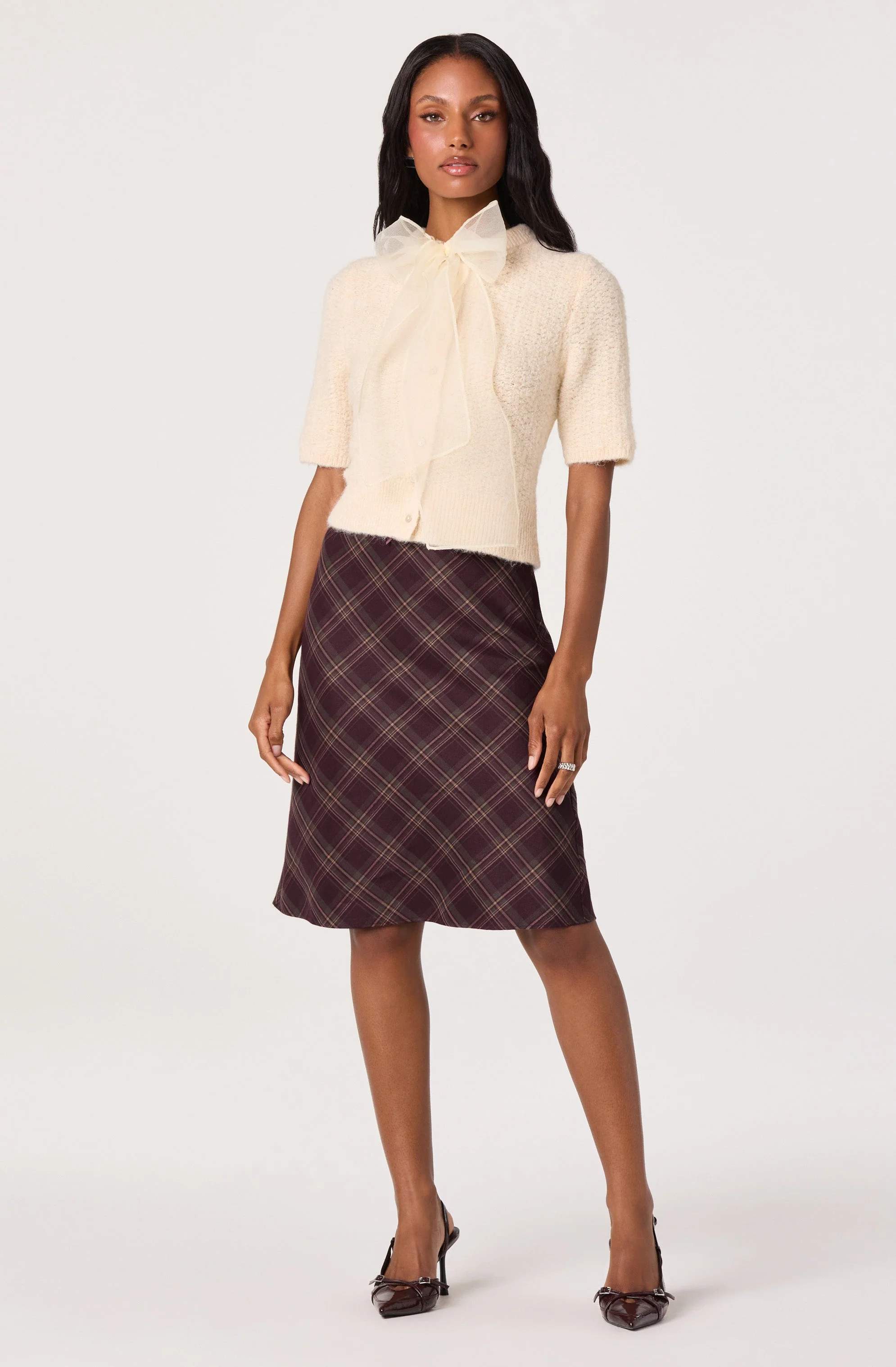 Plaid A-line Slip Skirt