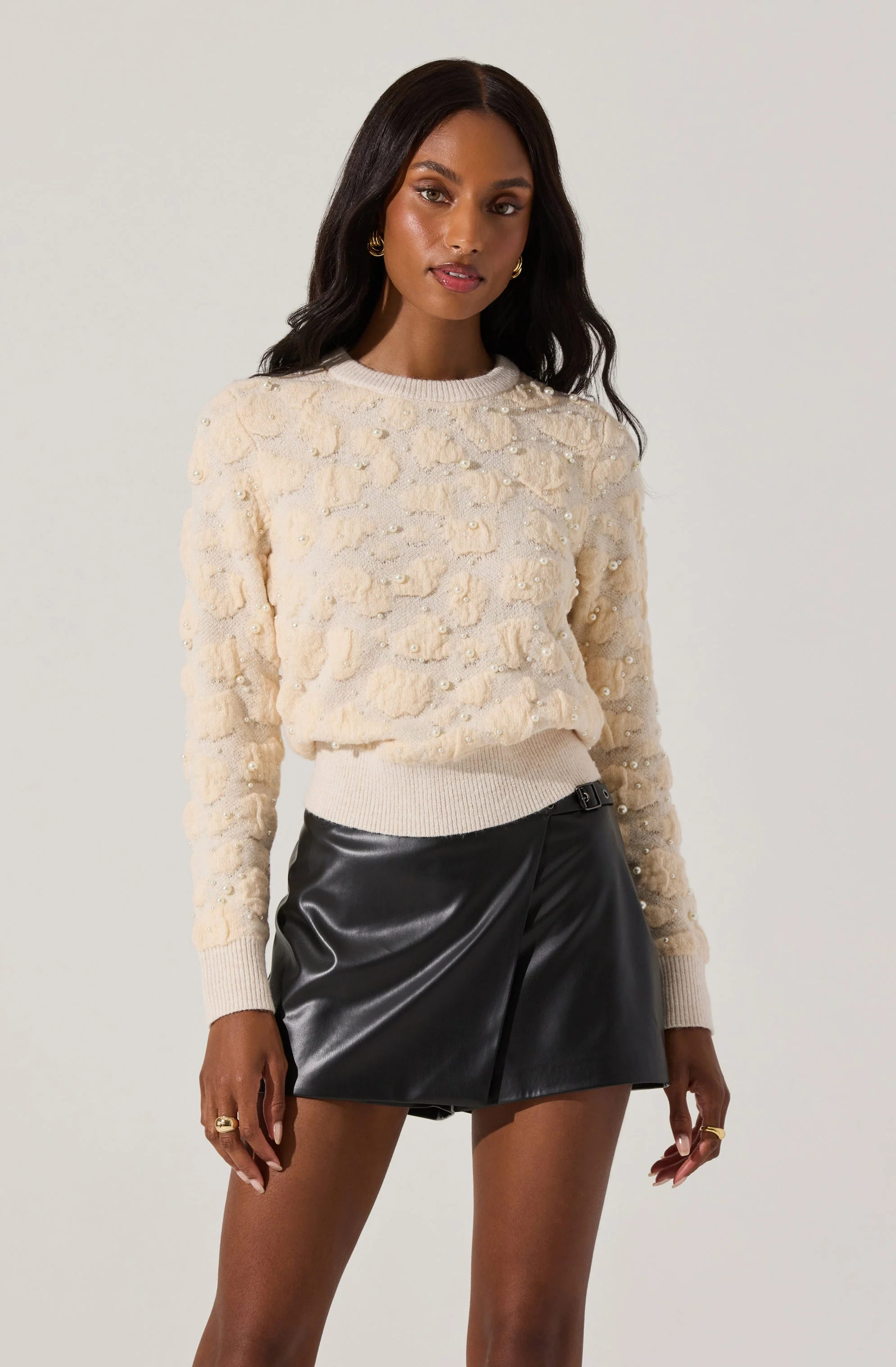 Pearl Textured Knit Sweater