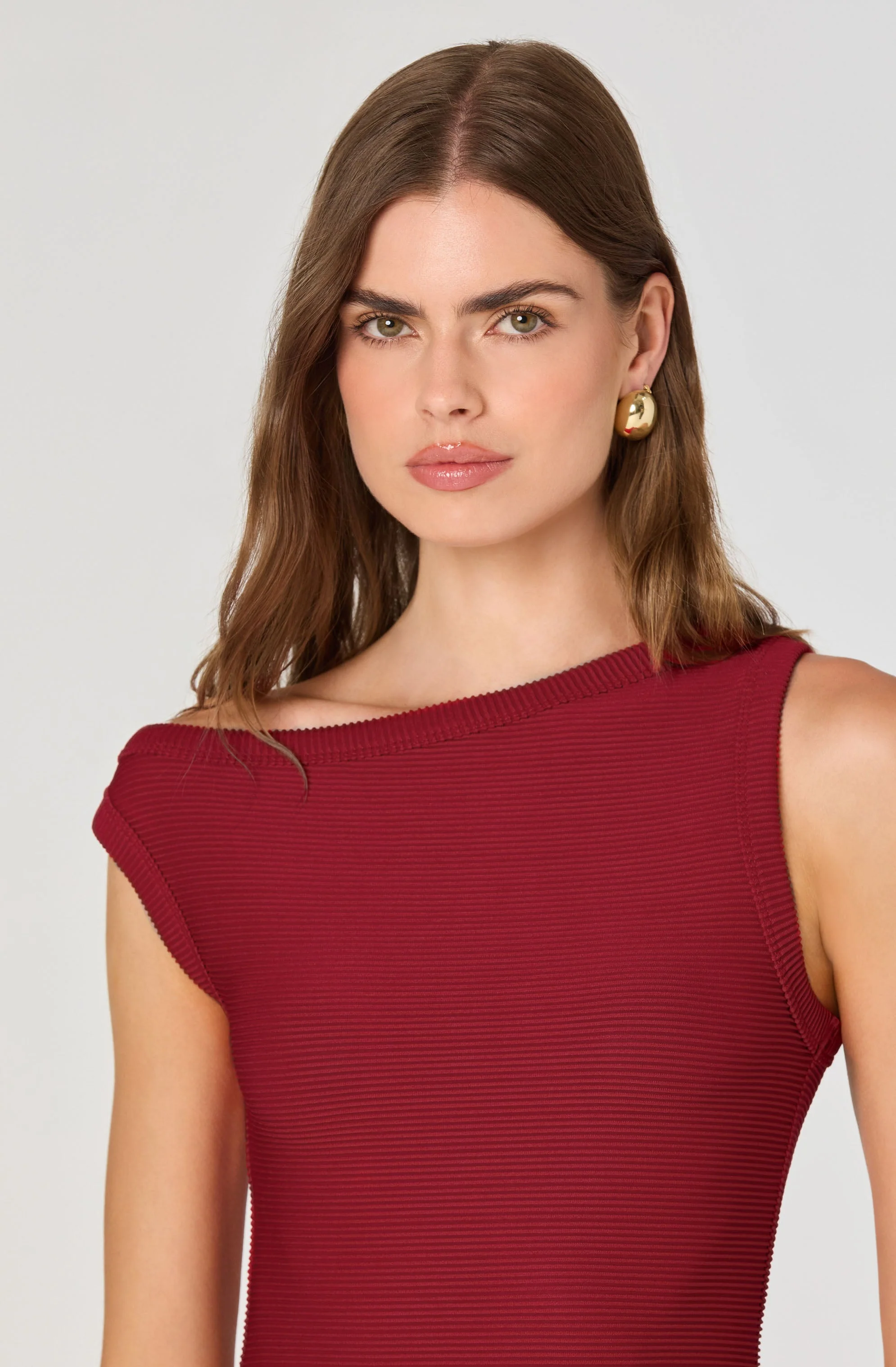 Off Shoulder Ribbed Knit Dress