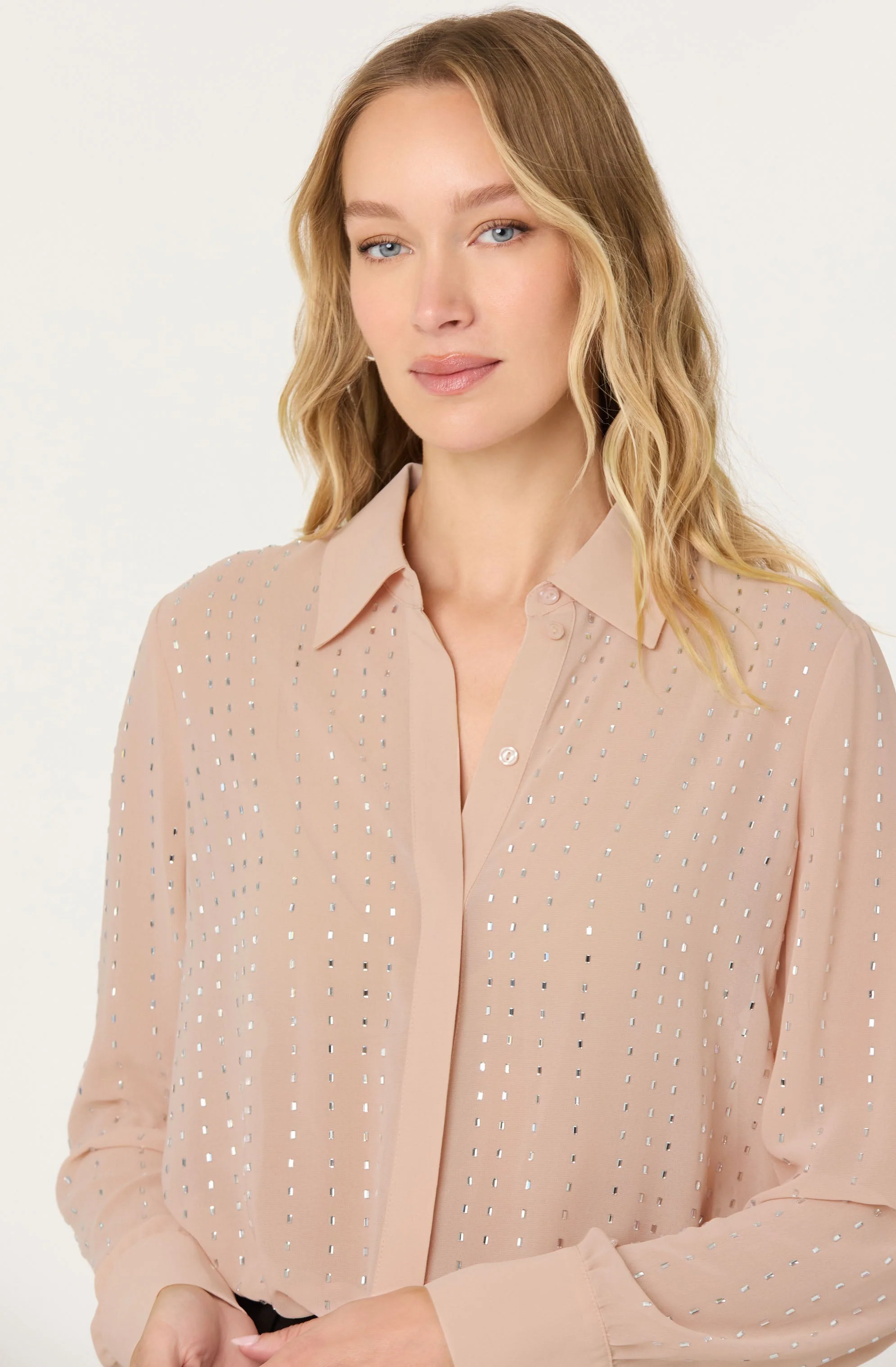 Cristal Semi-Sheer Rhinestone Shirt