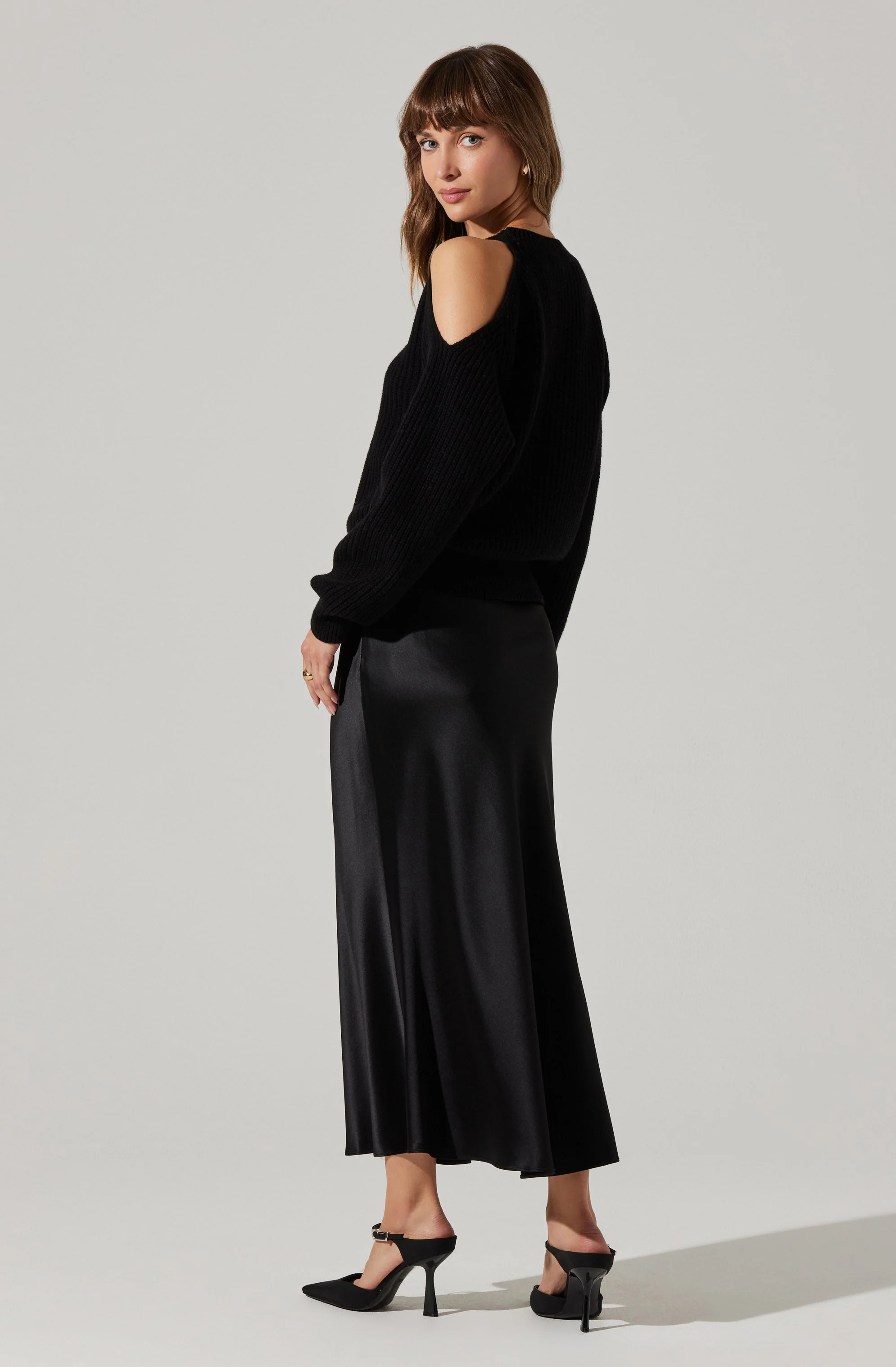 Millicent Ribbed Cold Shoulder Sweater