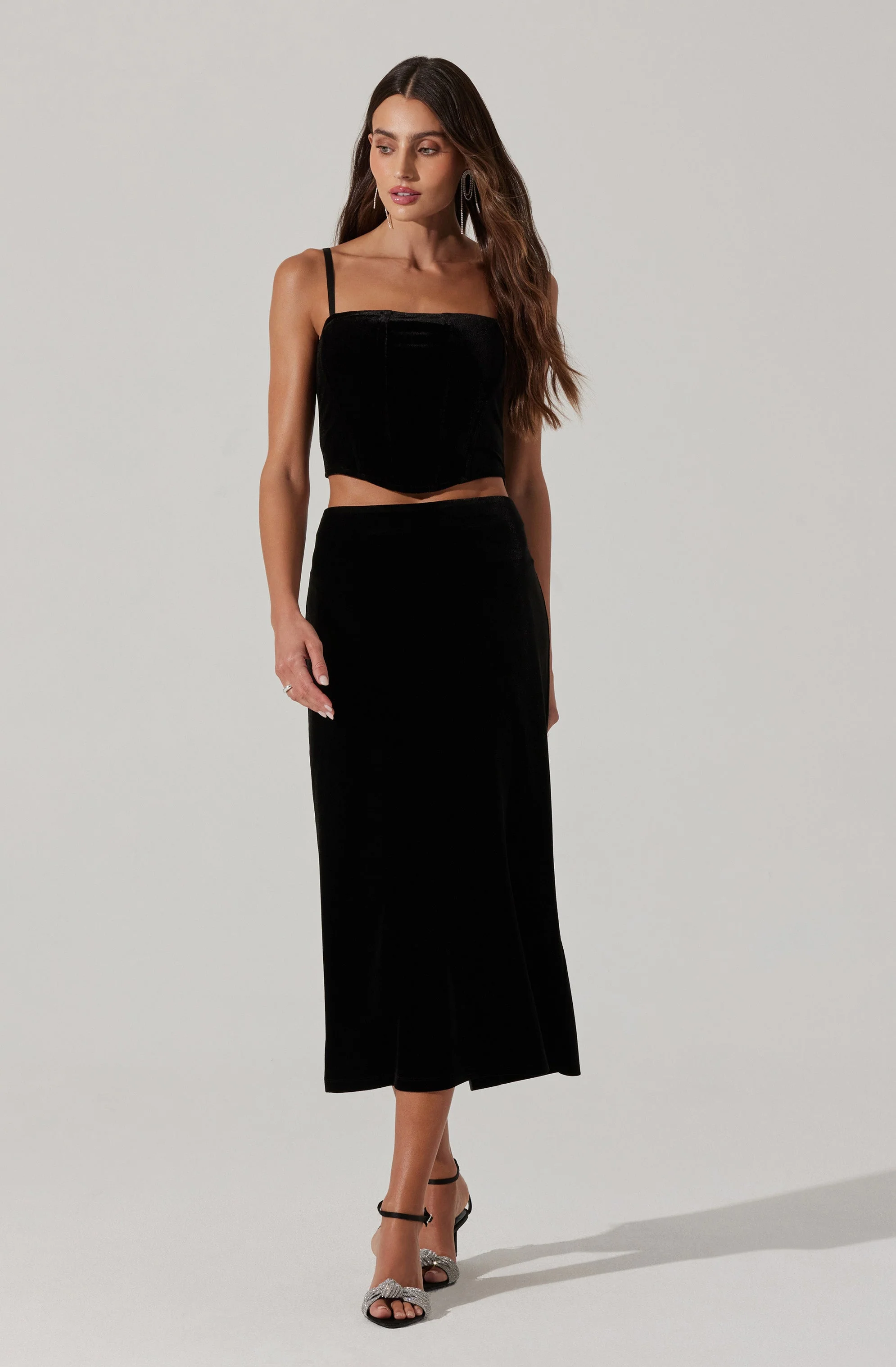 Velvet Midi A-Line Skirt