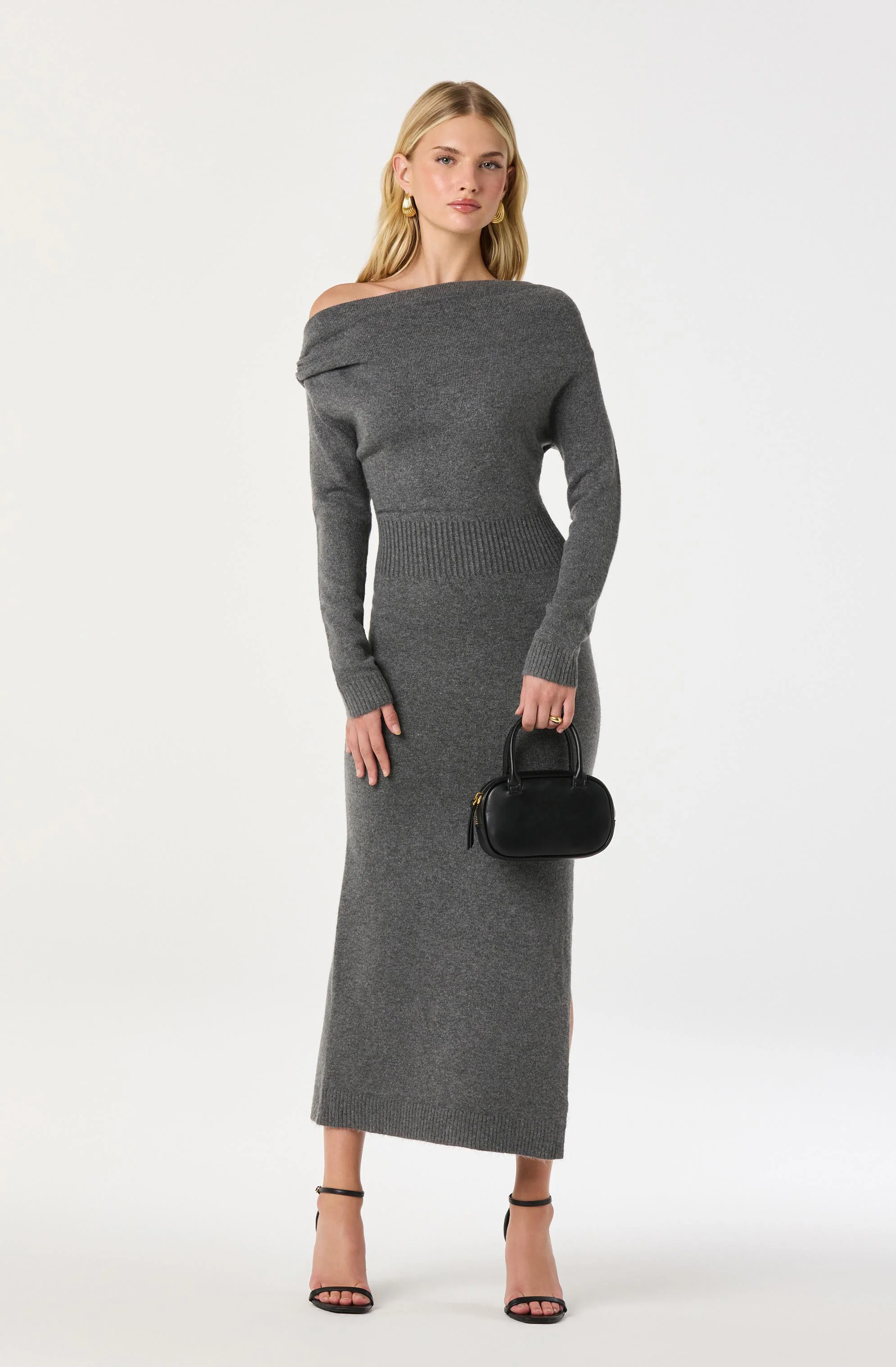 One Shoulder Midi Sweater Dress