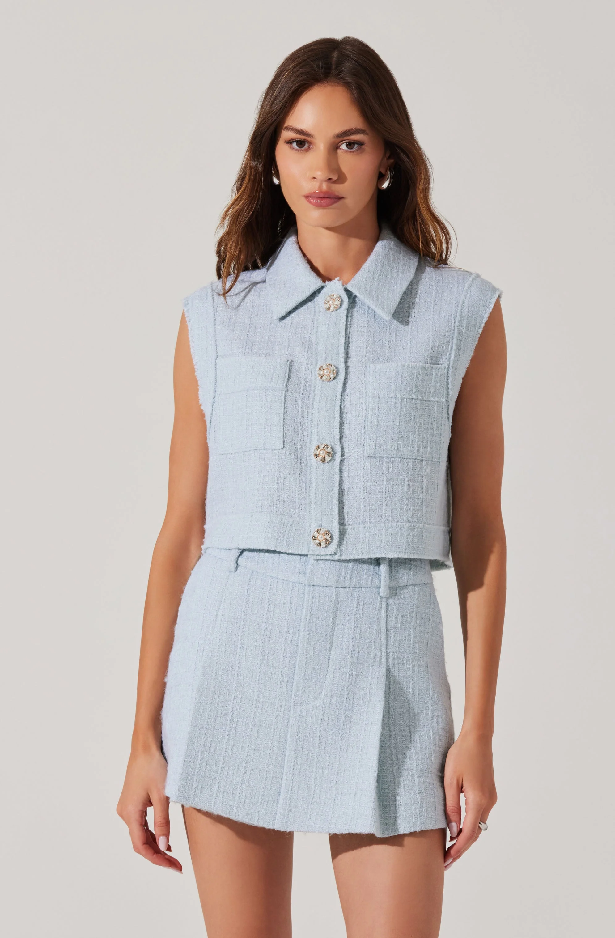 Jhene Tweed Sleeveless Top