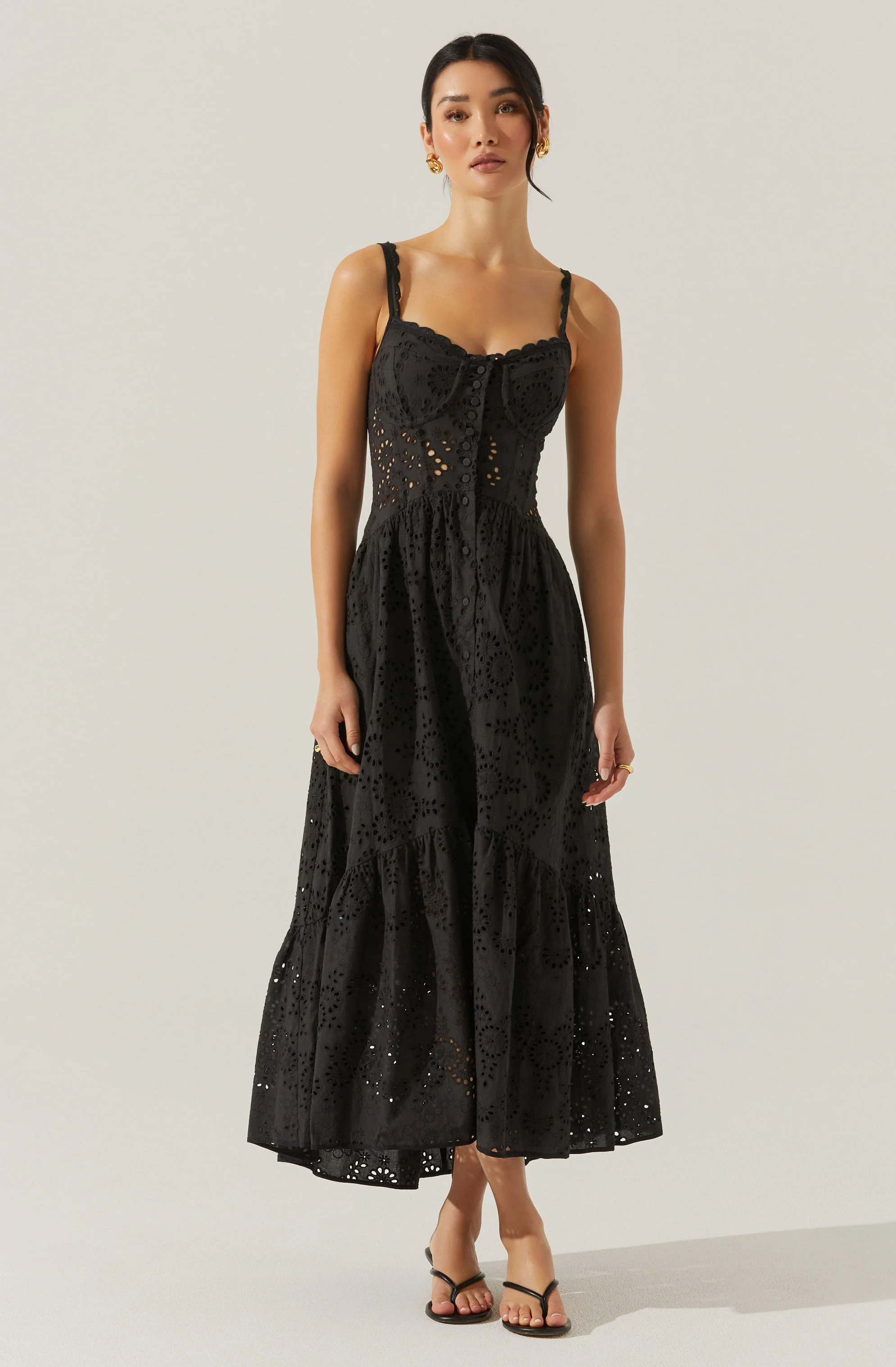 Yamila Eyelet Floral Midi Dress