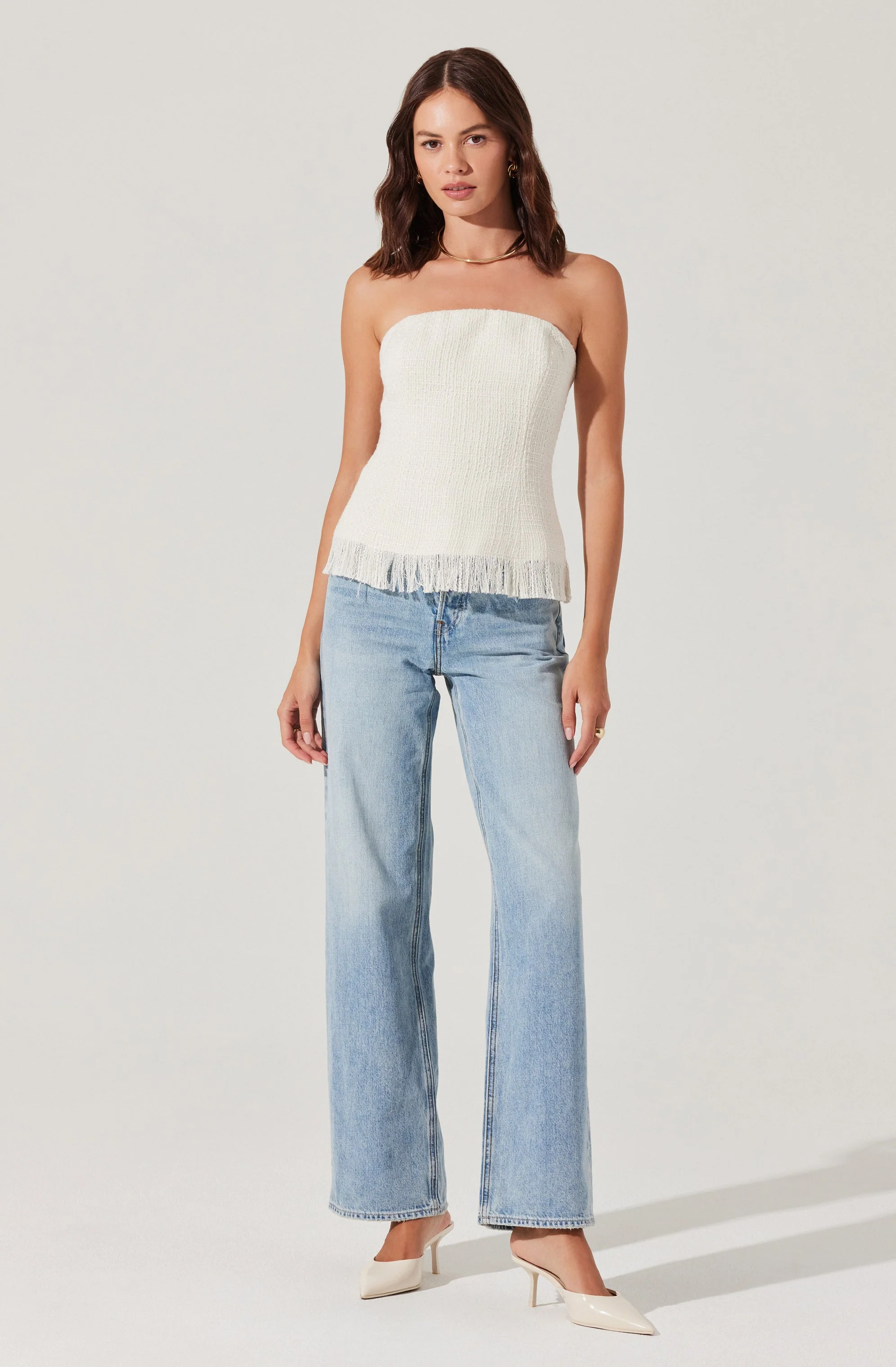 Lorene Tweed Strapless Top