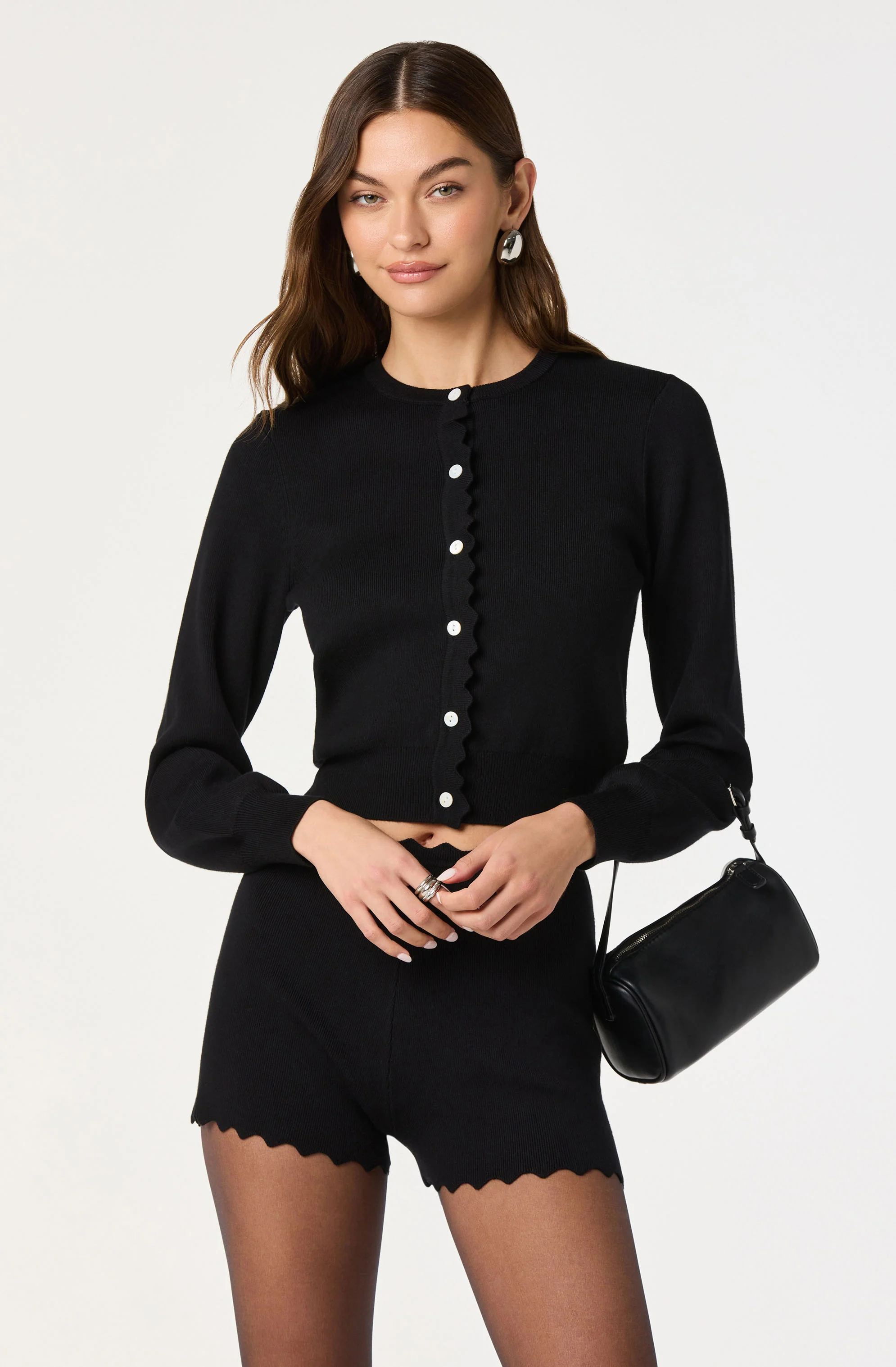 Scalloped Trim Sweater Shorts