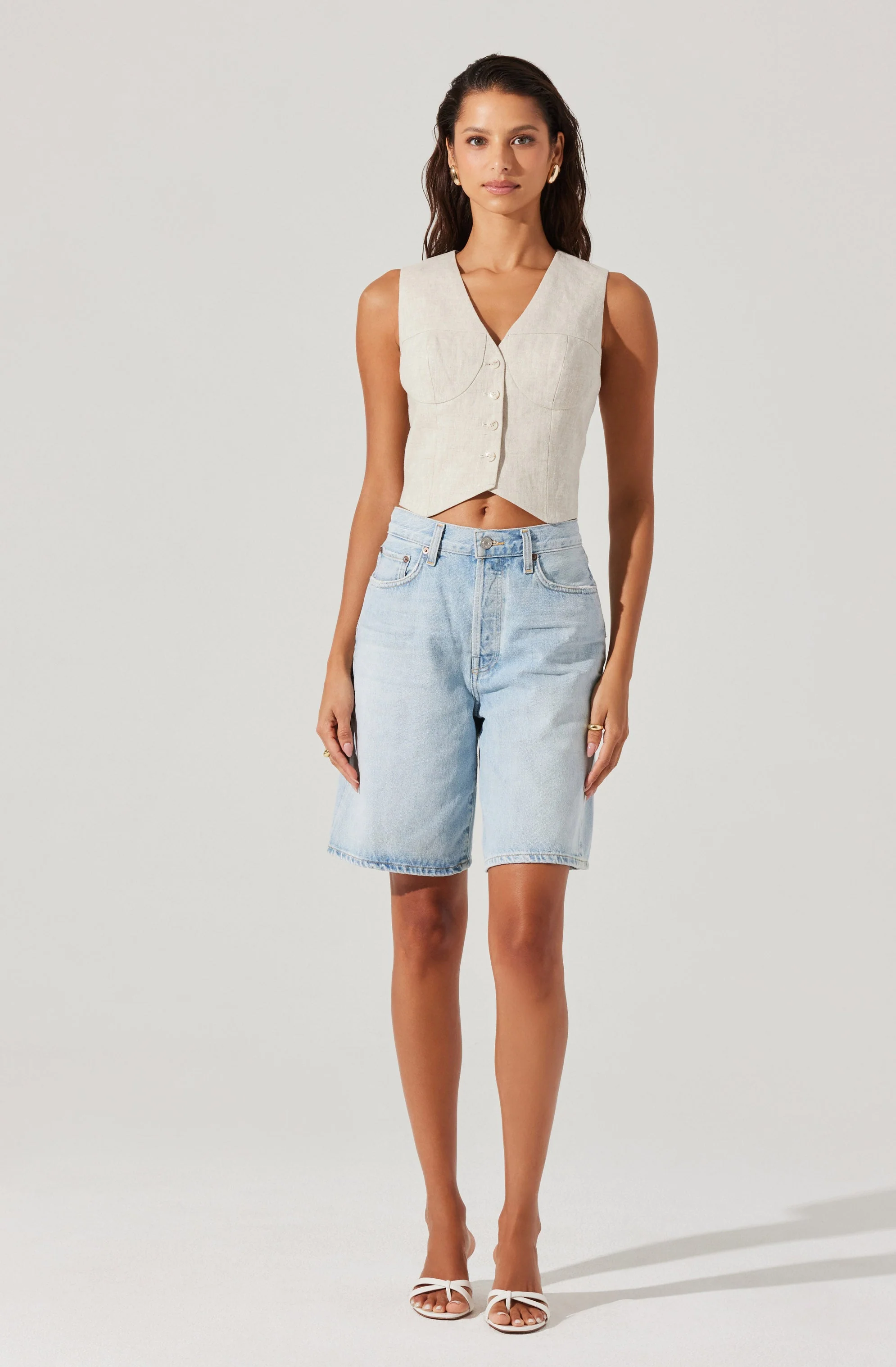 Ossa Linen Cropped Vest
