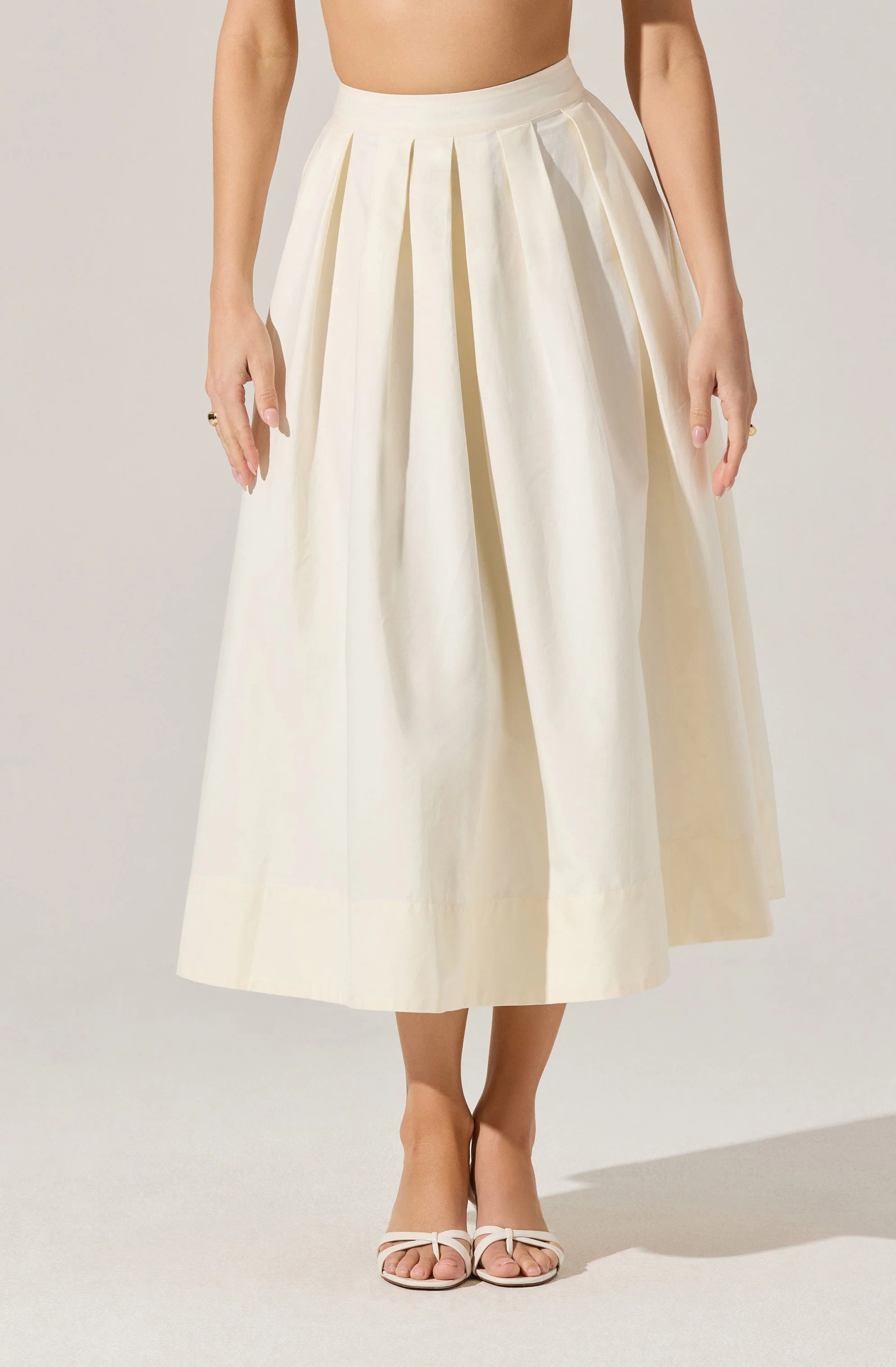 Full Flared Poplin Midi Skirt