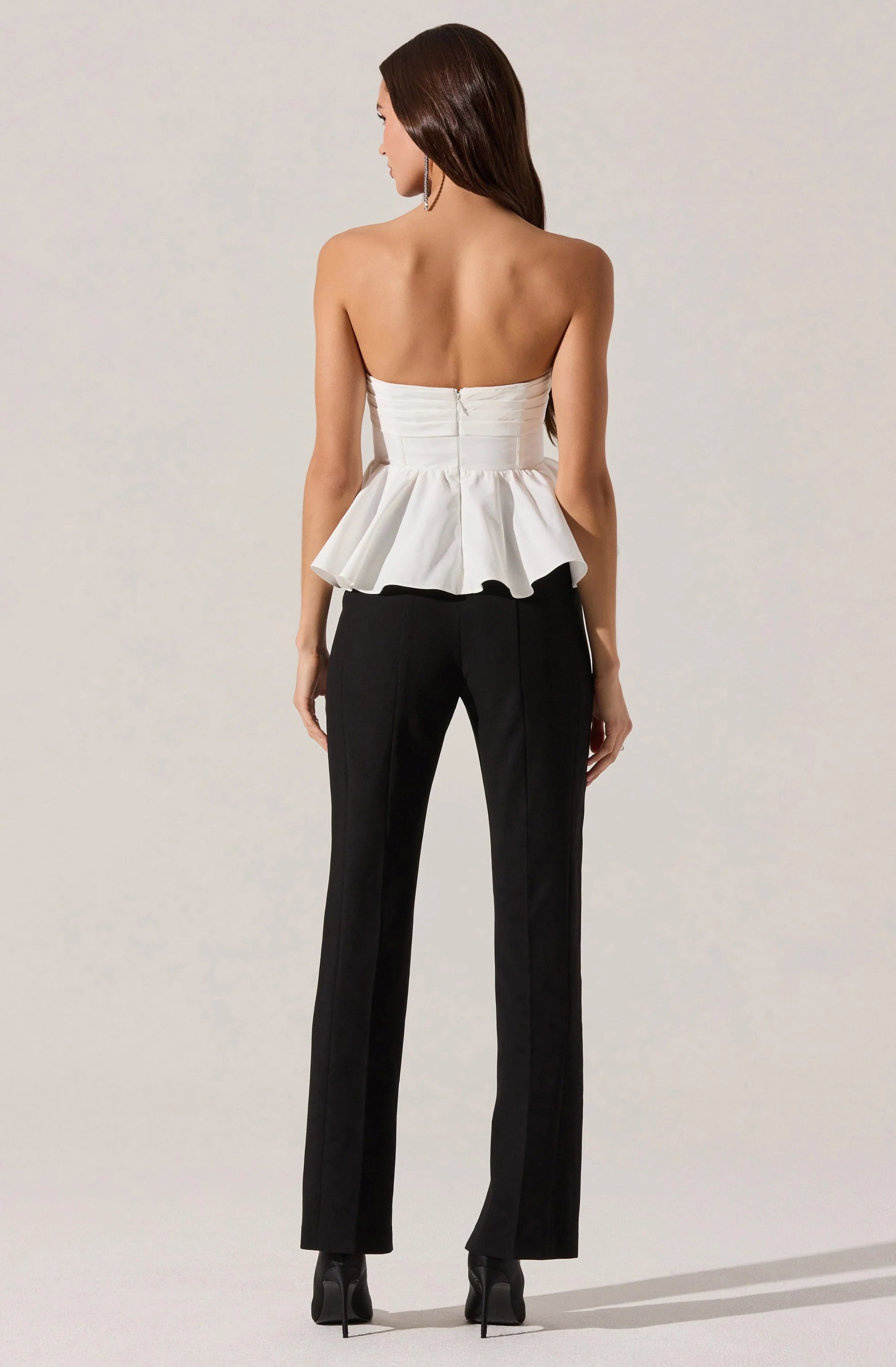 Melia Strapless Pleated Peplum Top