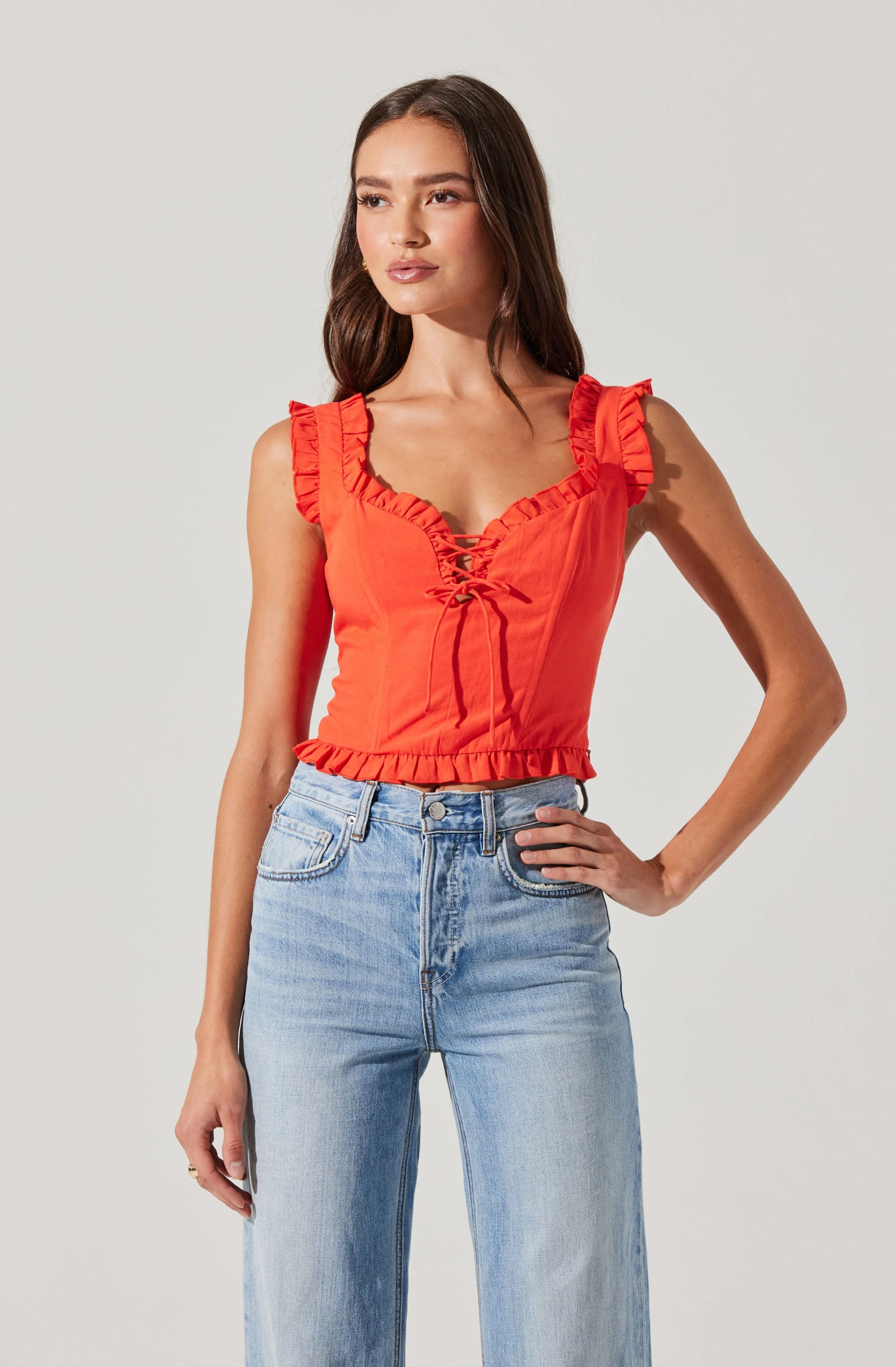 Raelyn Ruffle Trim Corset Top