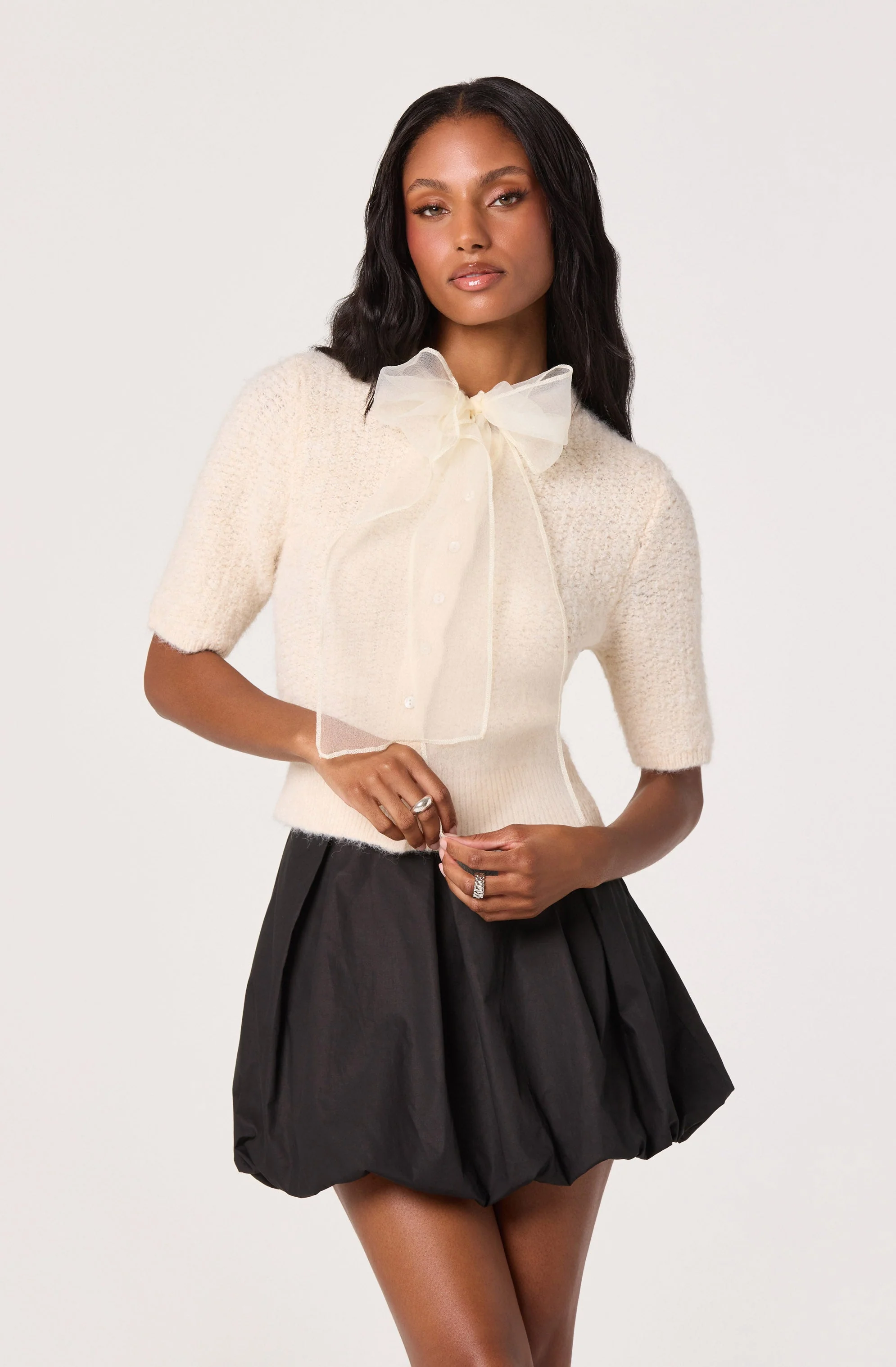 Wide Pleat Bubble Mini Skirt