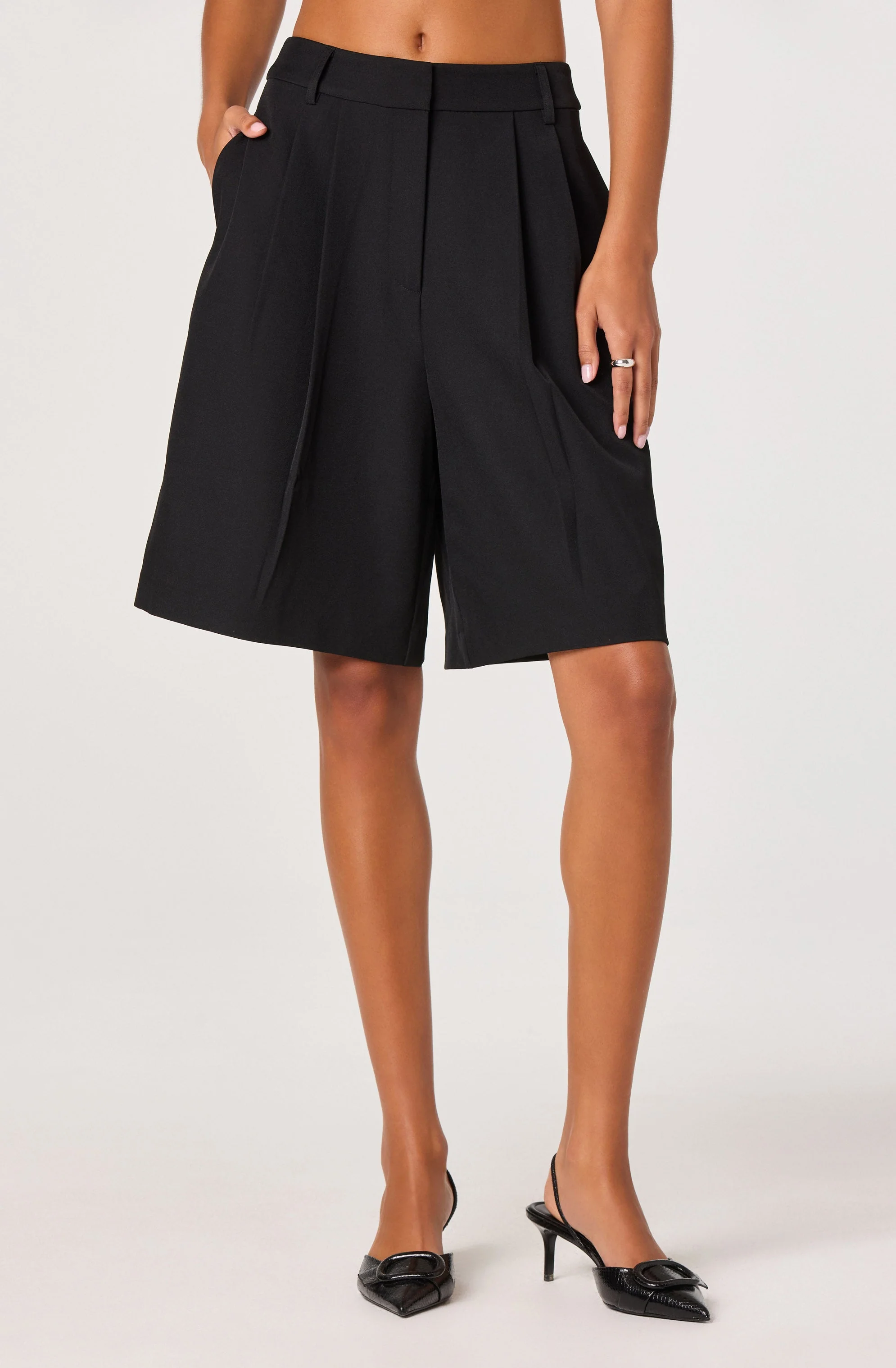 Pleat Front Tailored Bermuda Shorts