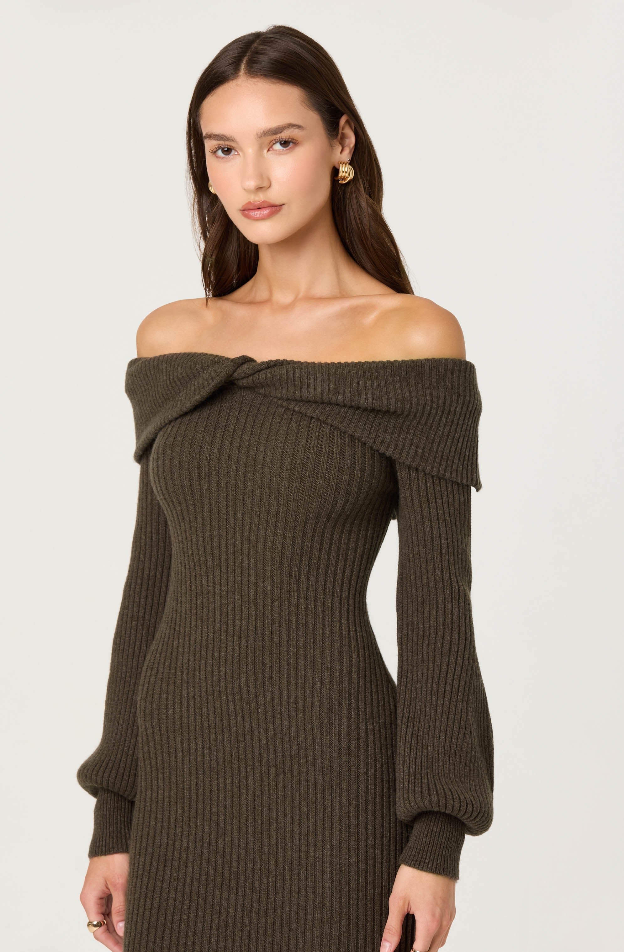 Tilde Off Shoulder Midi Sweater Dress