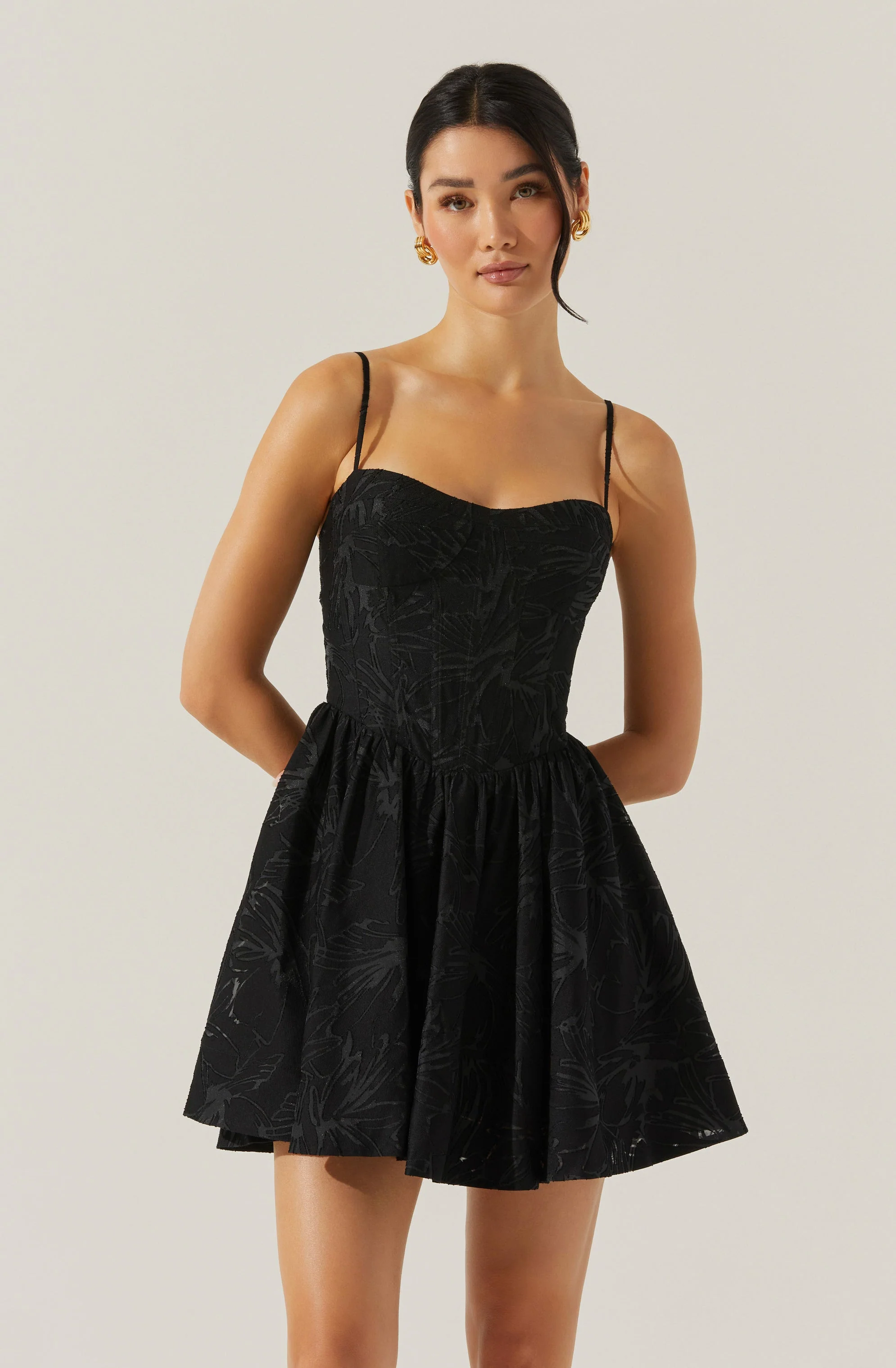 Linelly Jacquard Bustier Skater Dress