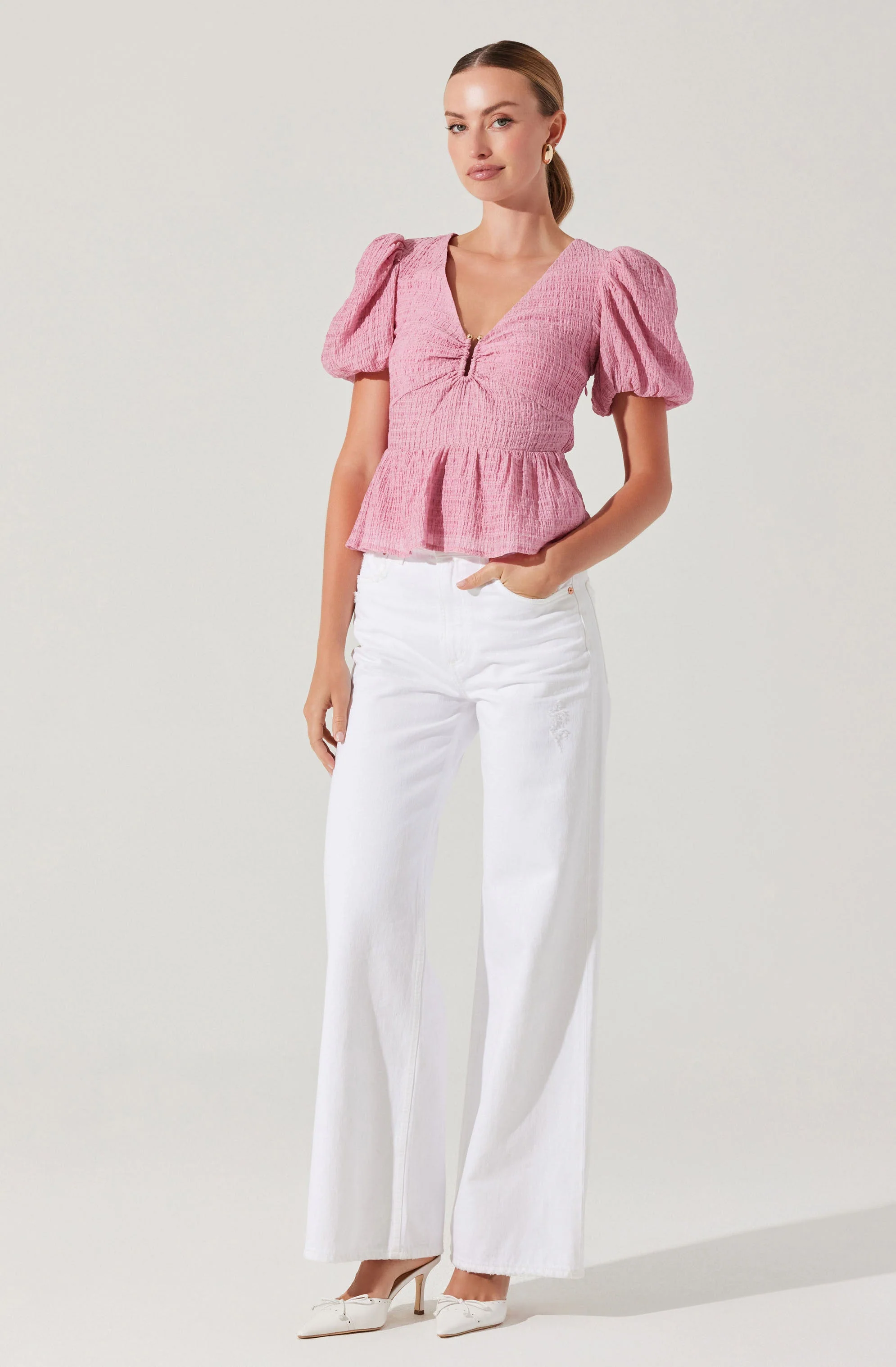 Mylah Puff Sleeve Peplum Top