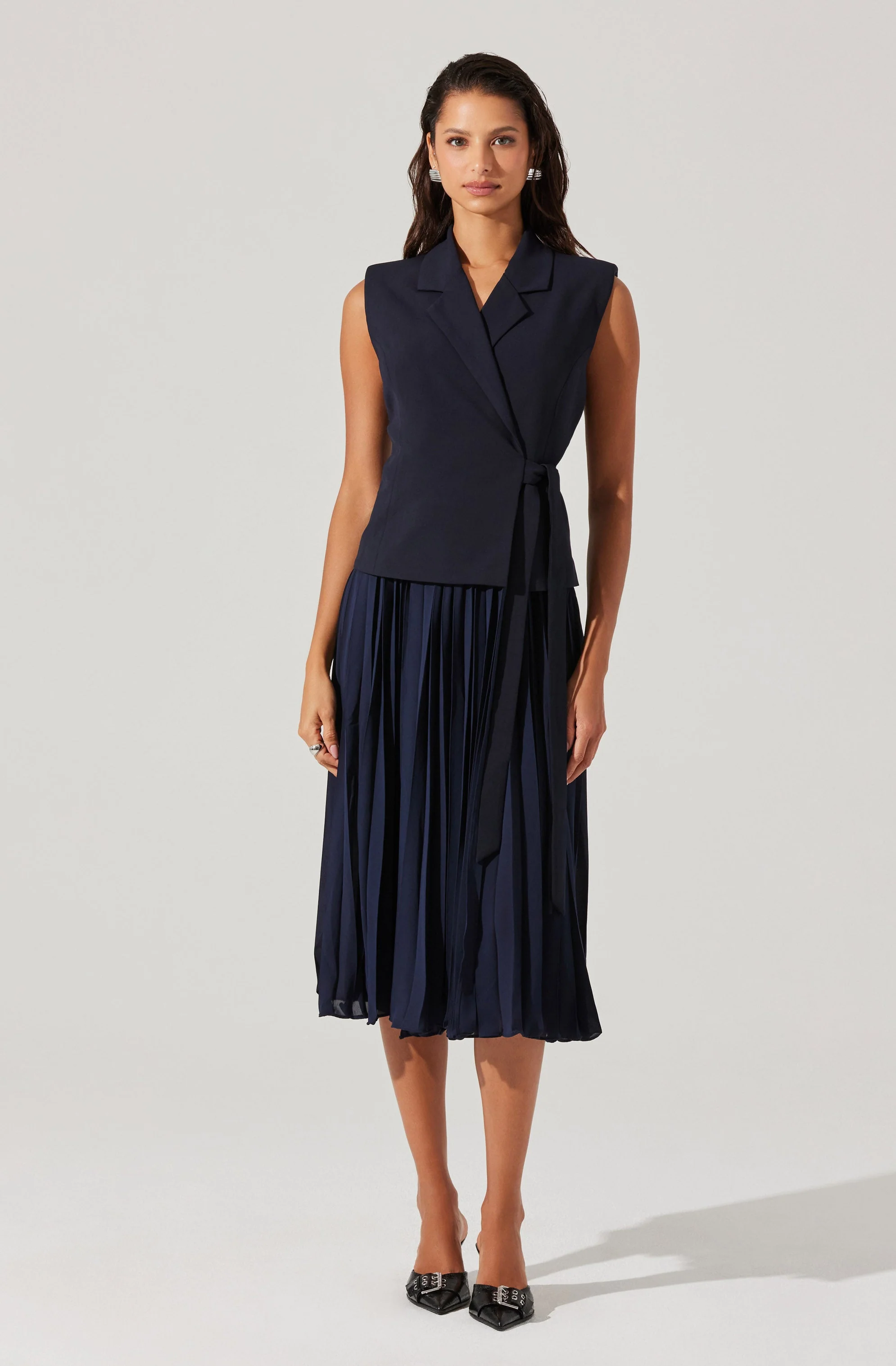 Mixed Media Vest Wrap Dress