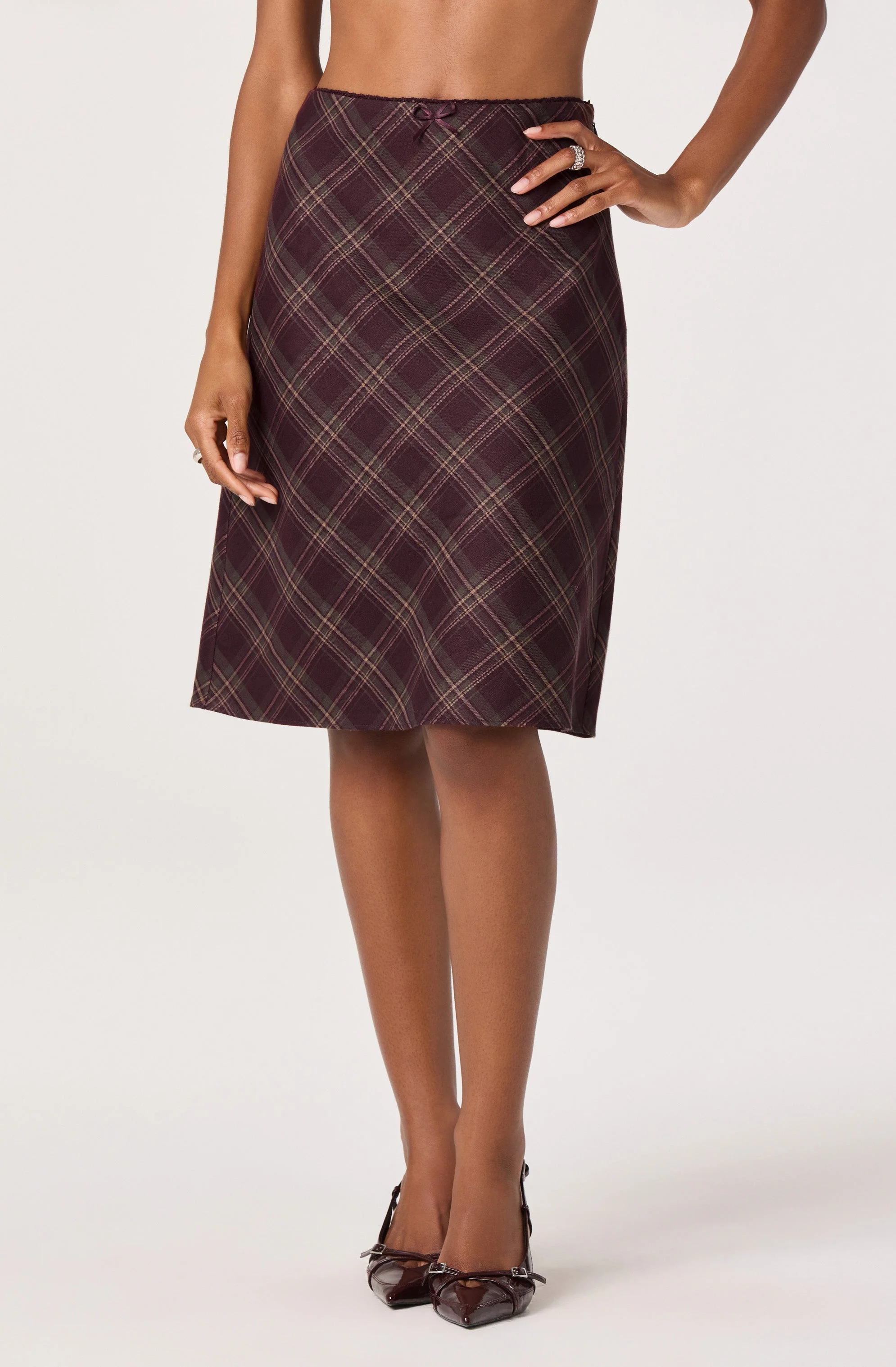 Plaid A-line Slip Skirt