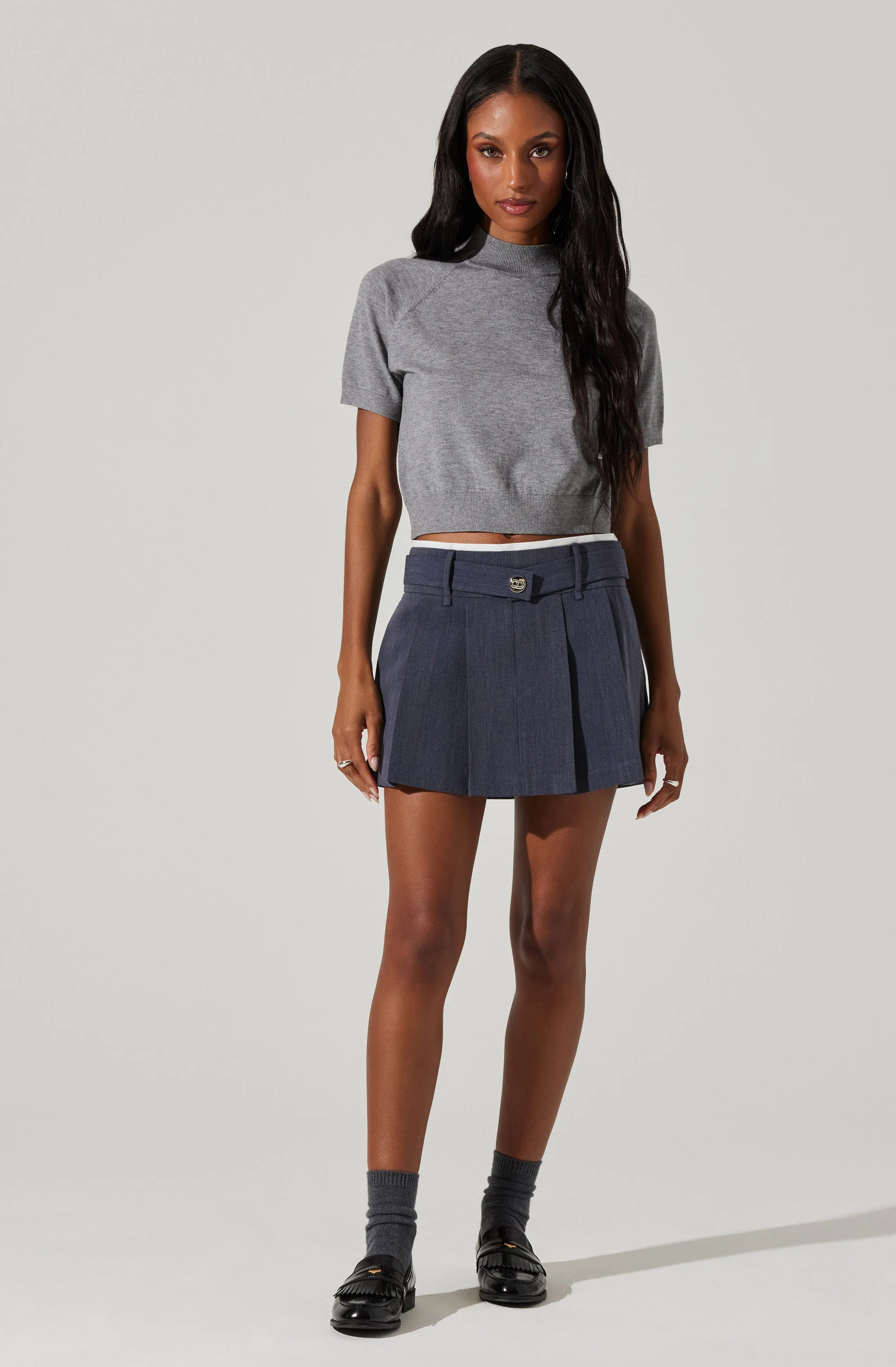 Larine Cropped Mock Neck Sweater