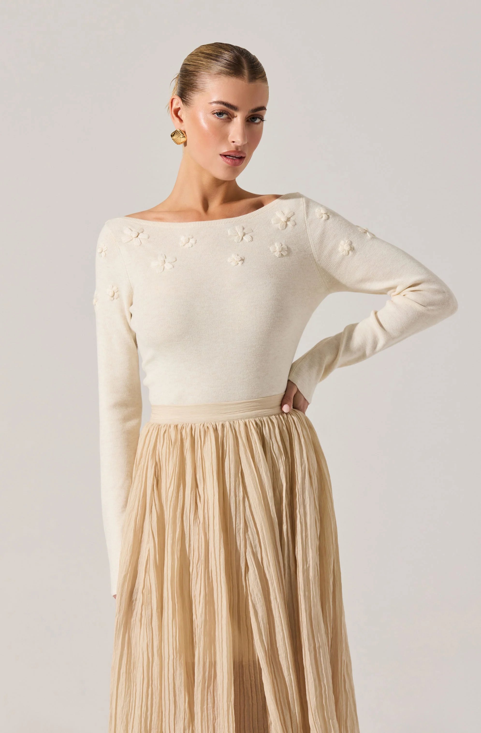 Bluma Embroidered Boatneck Sweater