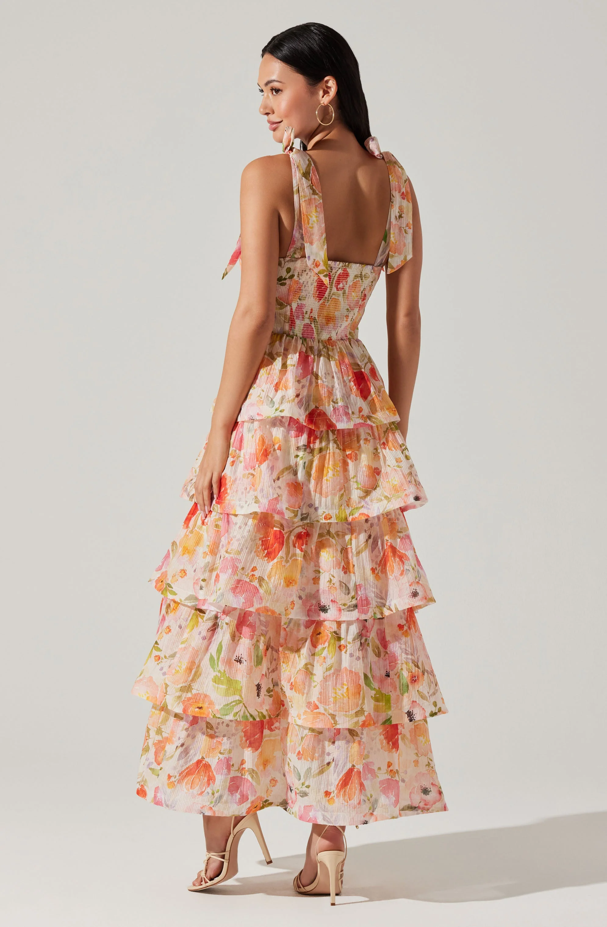 Zirconia Floral Tiered Maxi Dress