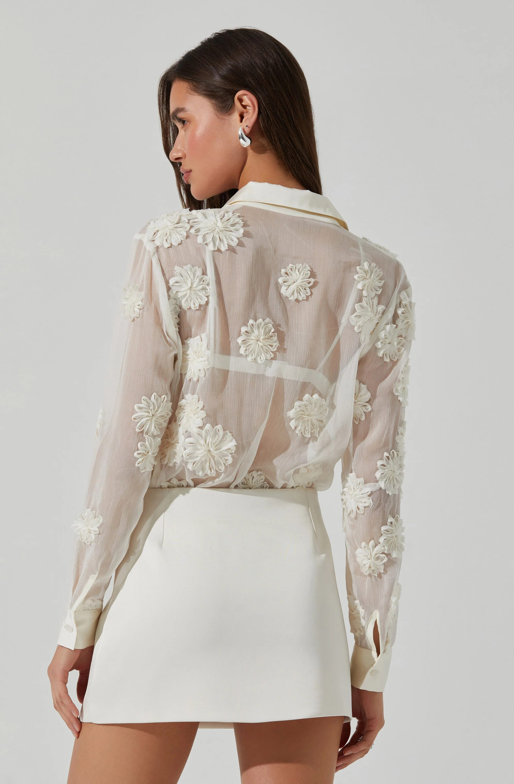 Ioannis Sheer 3D Floral Shirt