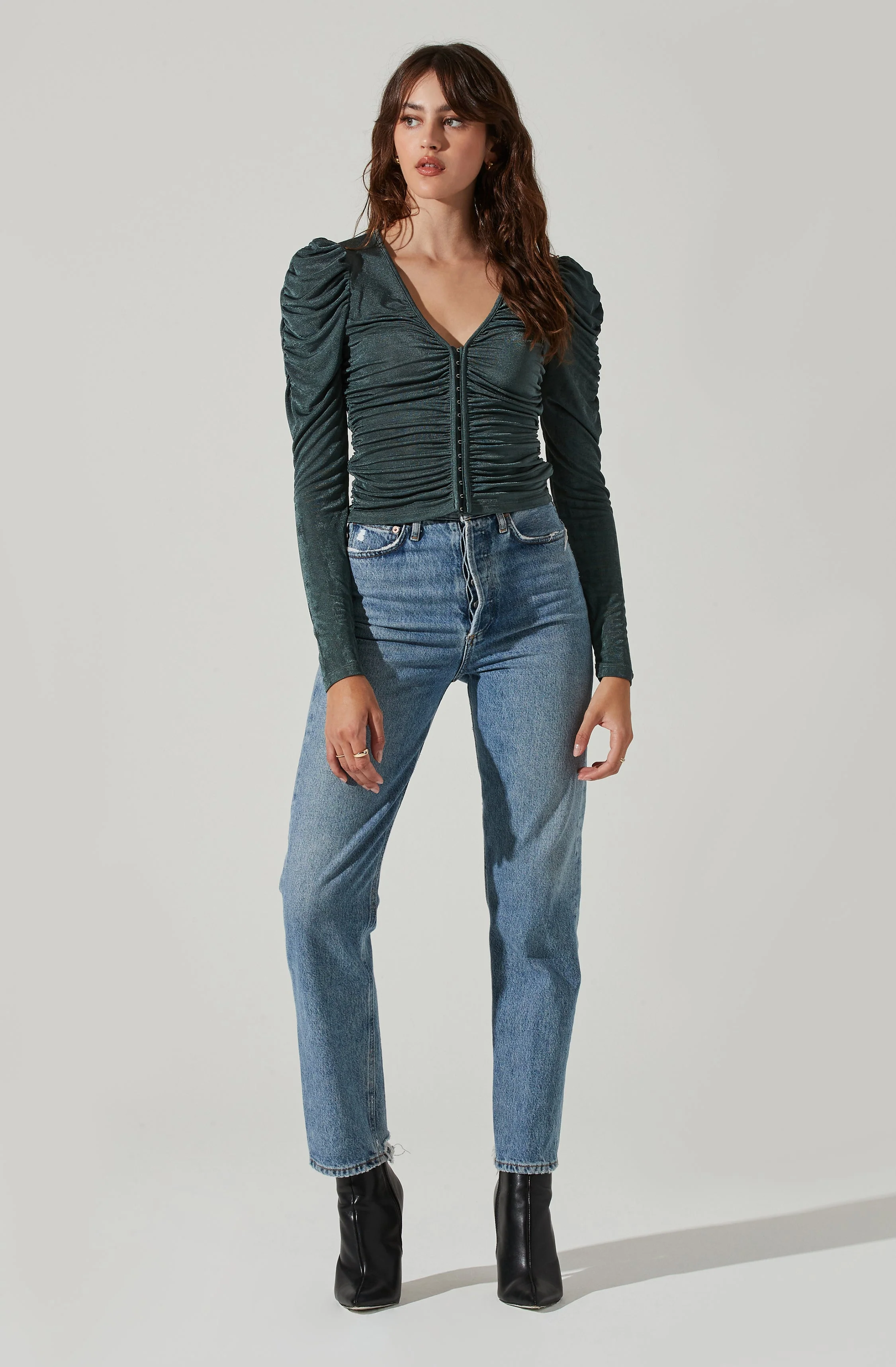 Ruched Front Long Sleeve Top
