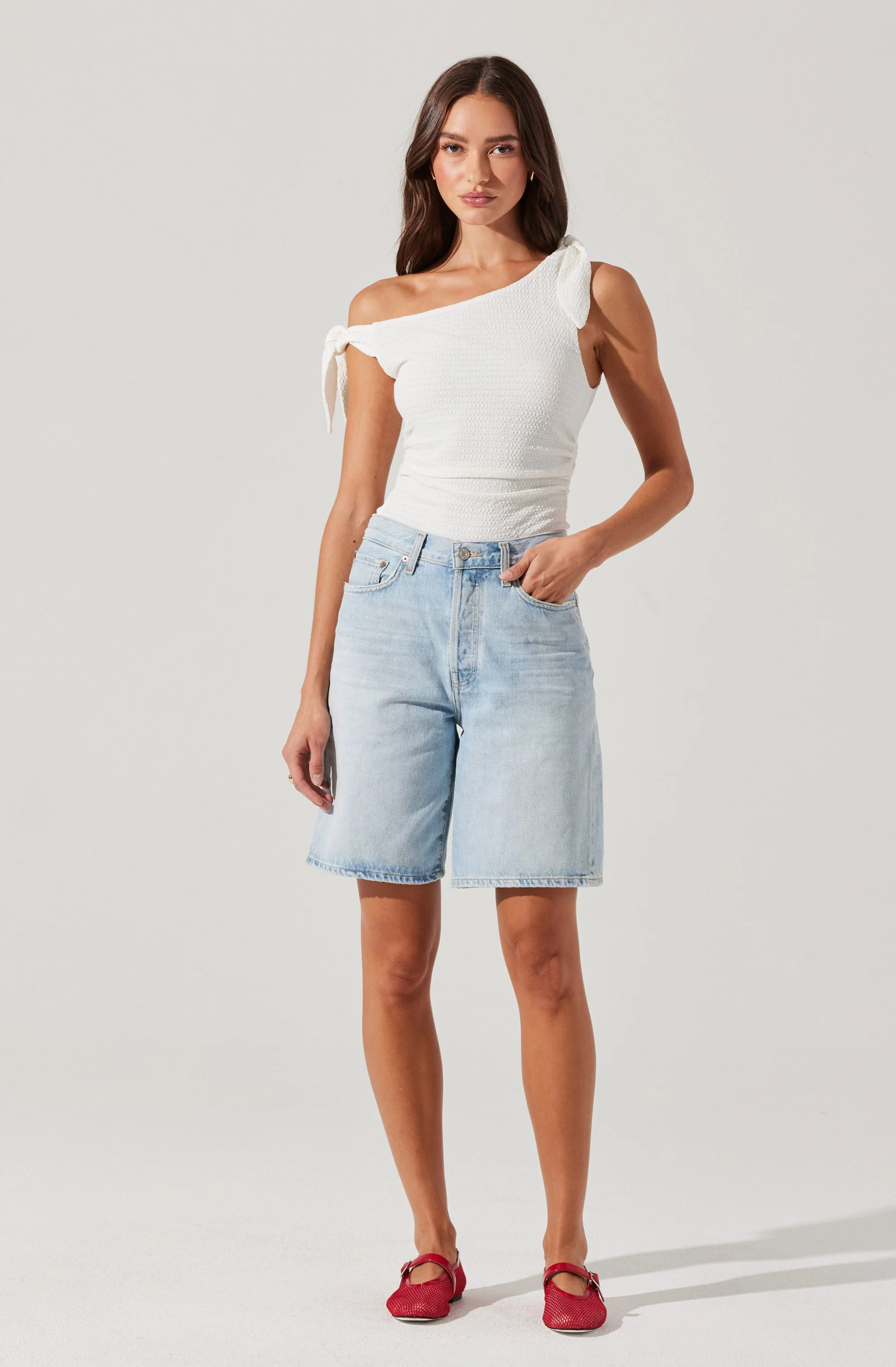 Lora Textured Off Shoulder Top