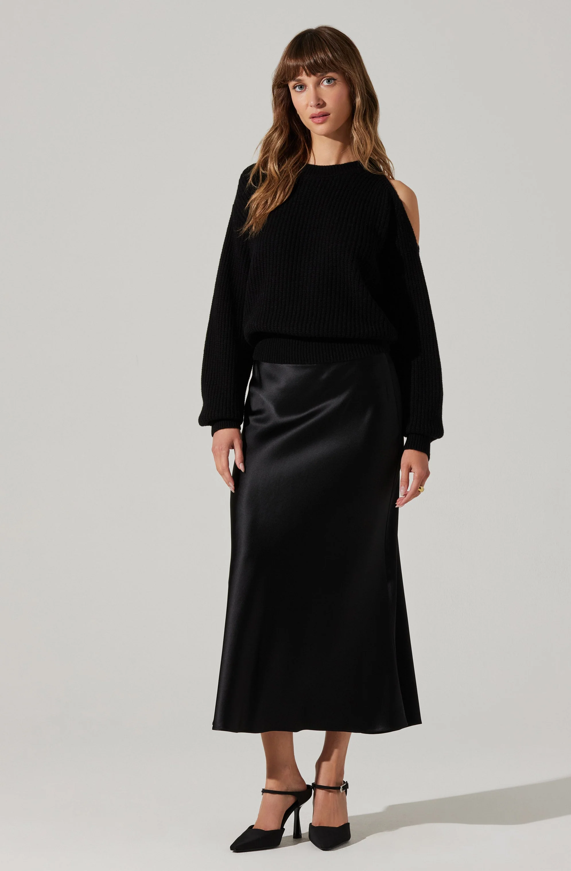 Millicent Ribbed Cold Shoulder Sweater