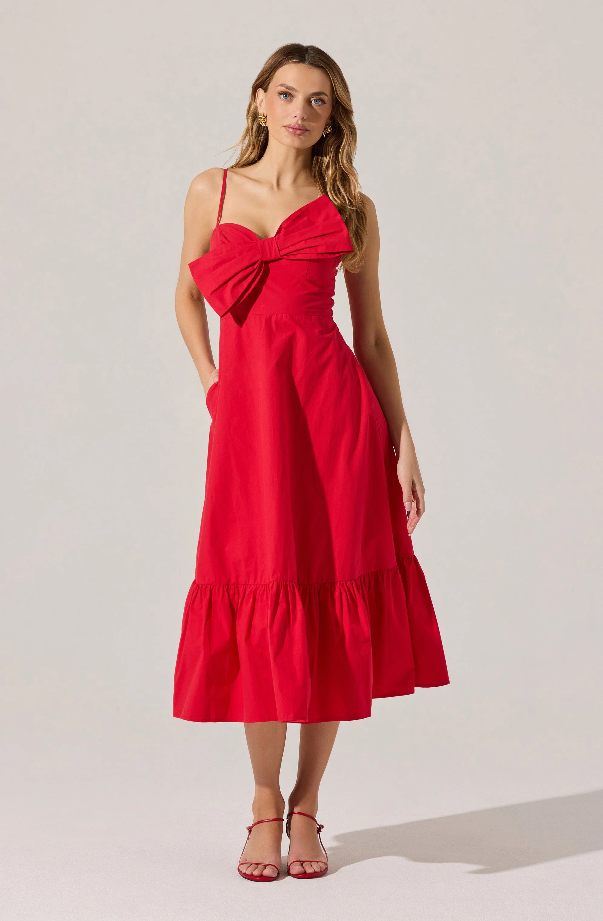 Asymmetrical Bow Midi Dress