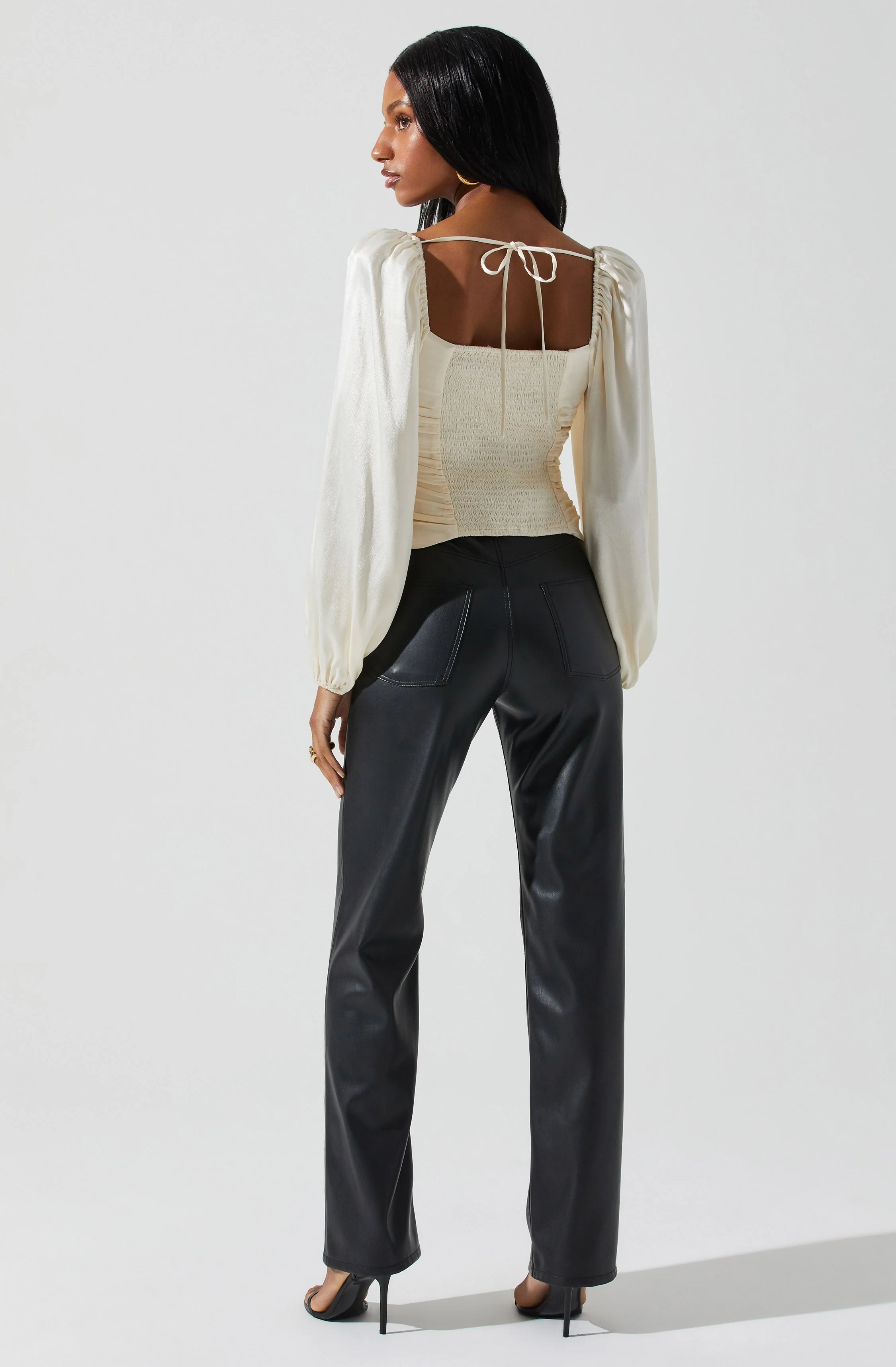 Yamuna Rhinestone Trim Long Sleeve Top