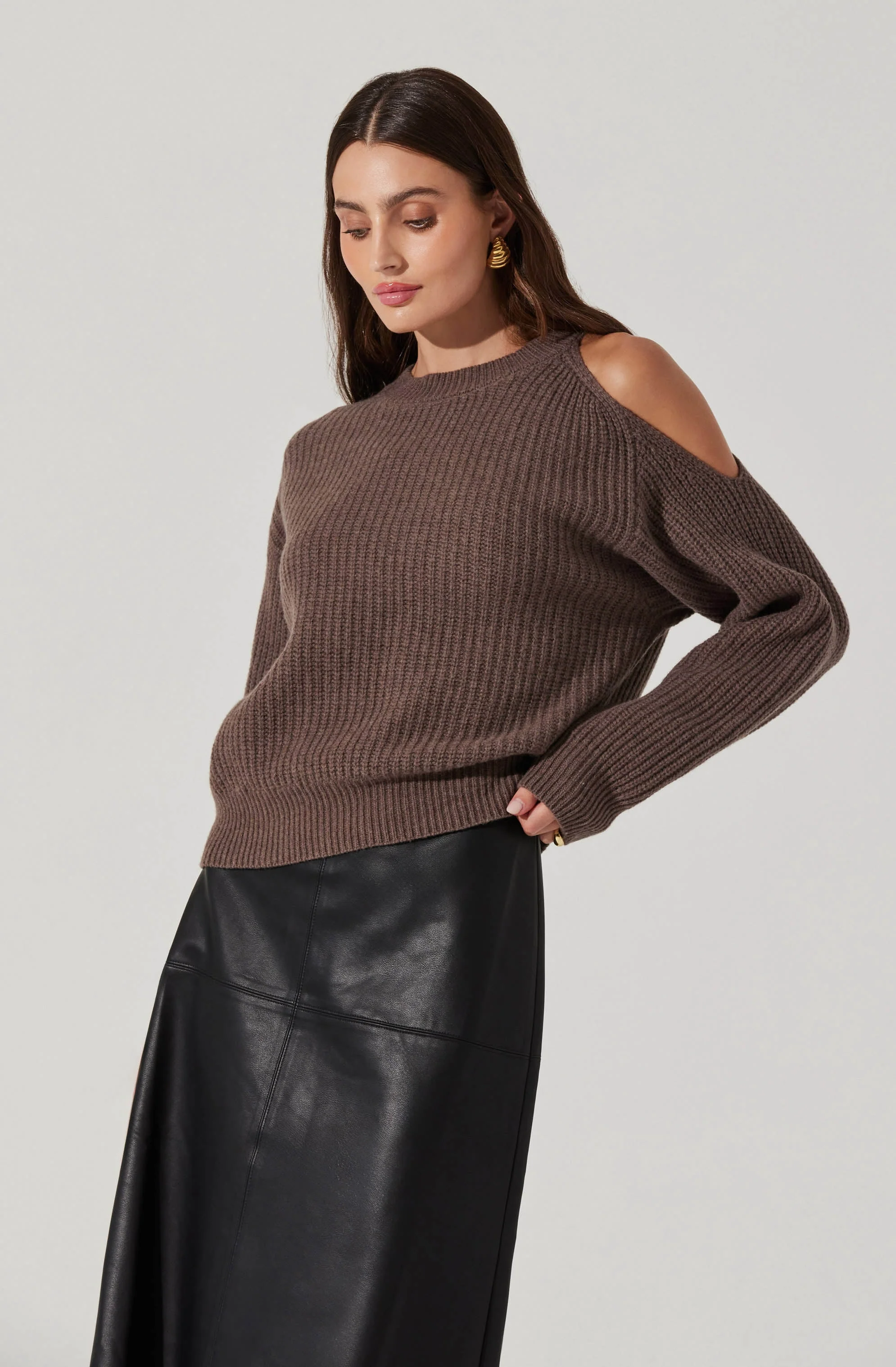 Millicent Ribbed Cold Shoulder Sweater