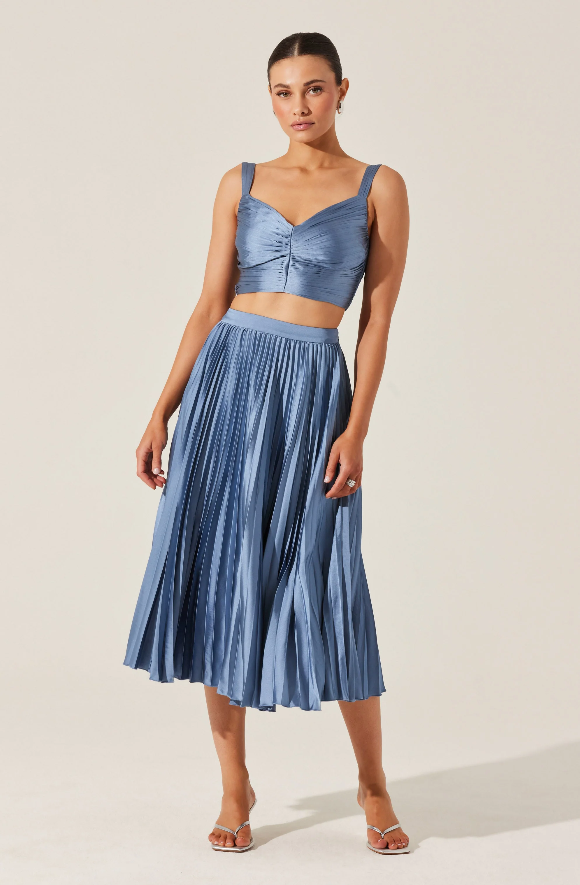 Satin Pleated Crop Top