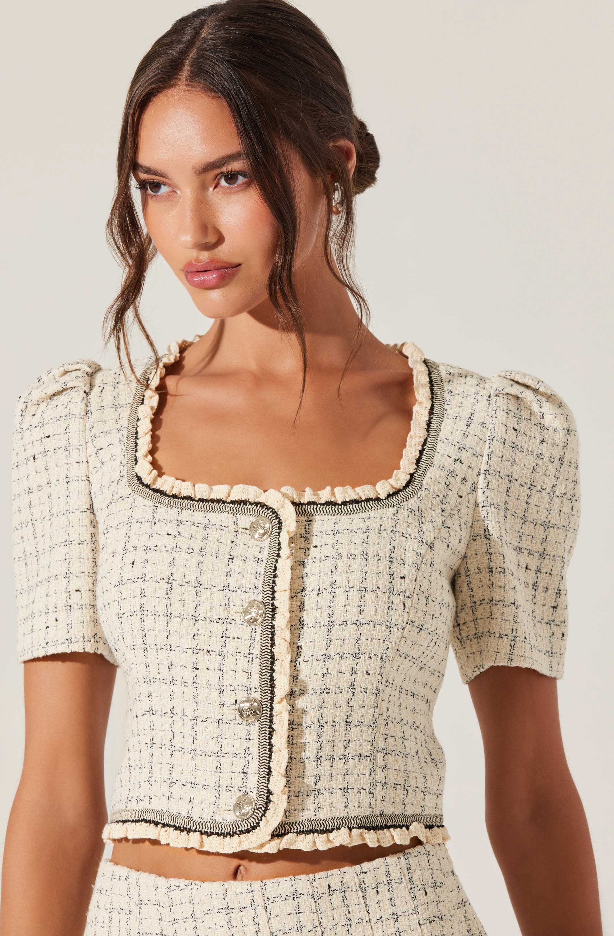 Zoela Contrast Trim Tweed Jacket
