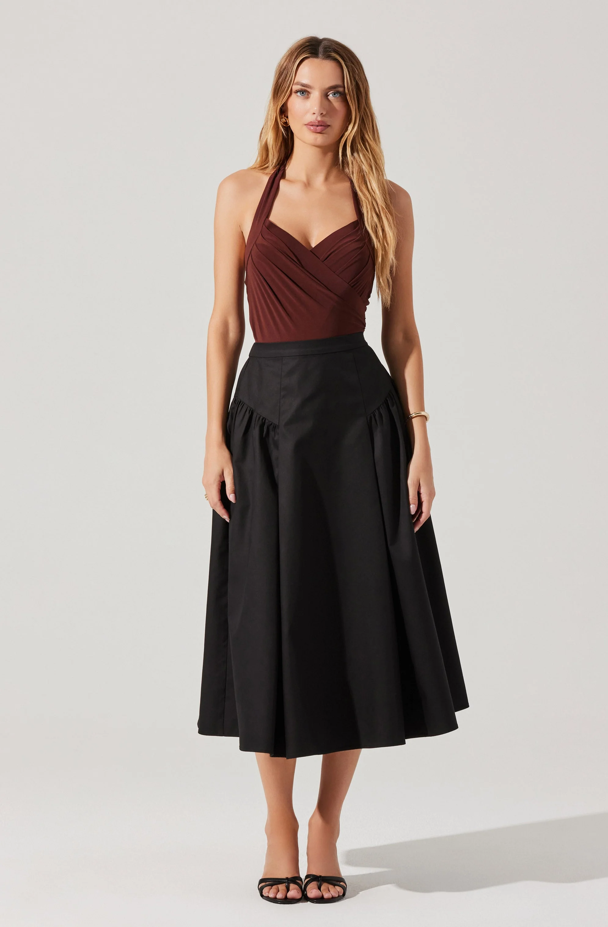 Laila Ruched Detail Midi Skirt