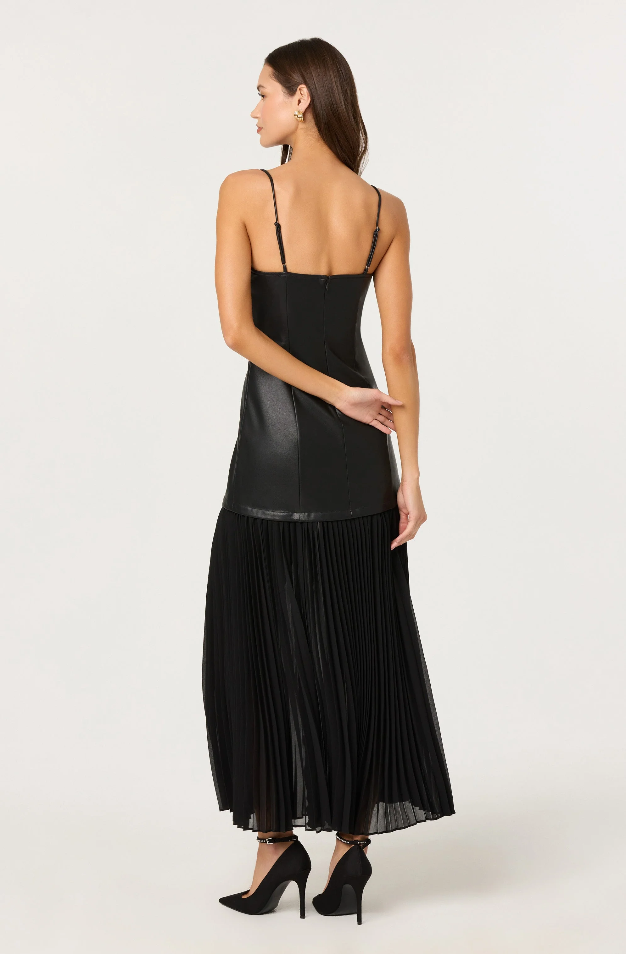 Lezith Faux Leather Maxi Dress