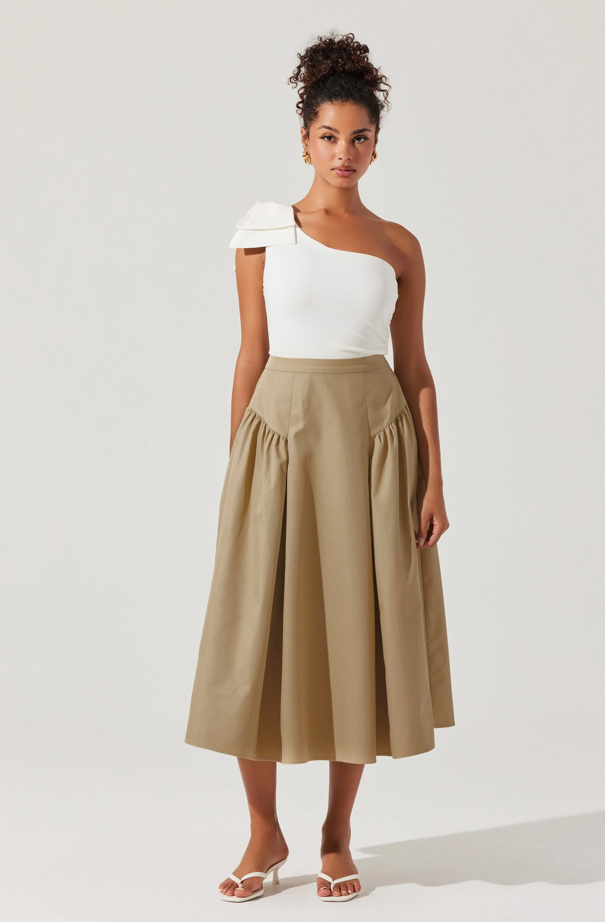Laila Ruched Detail Midi Skirt