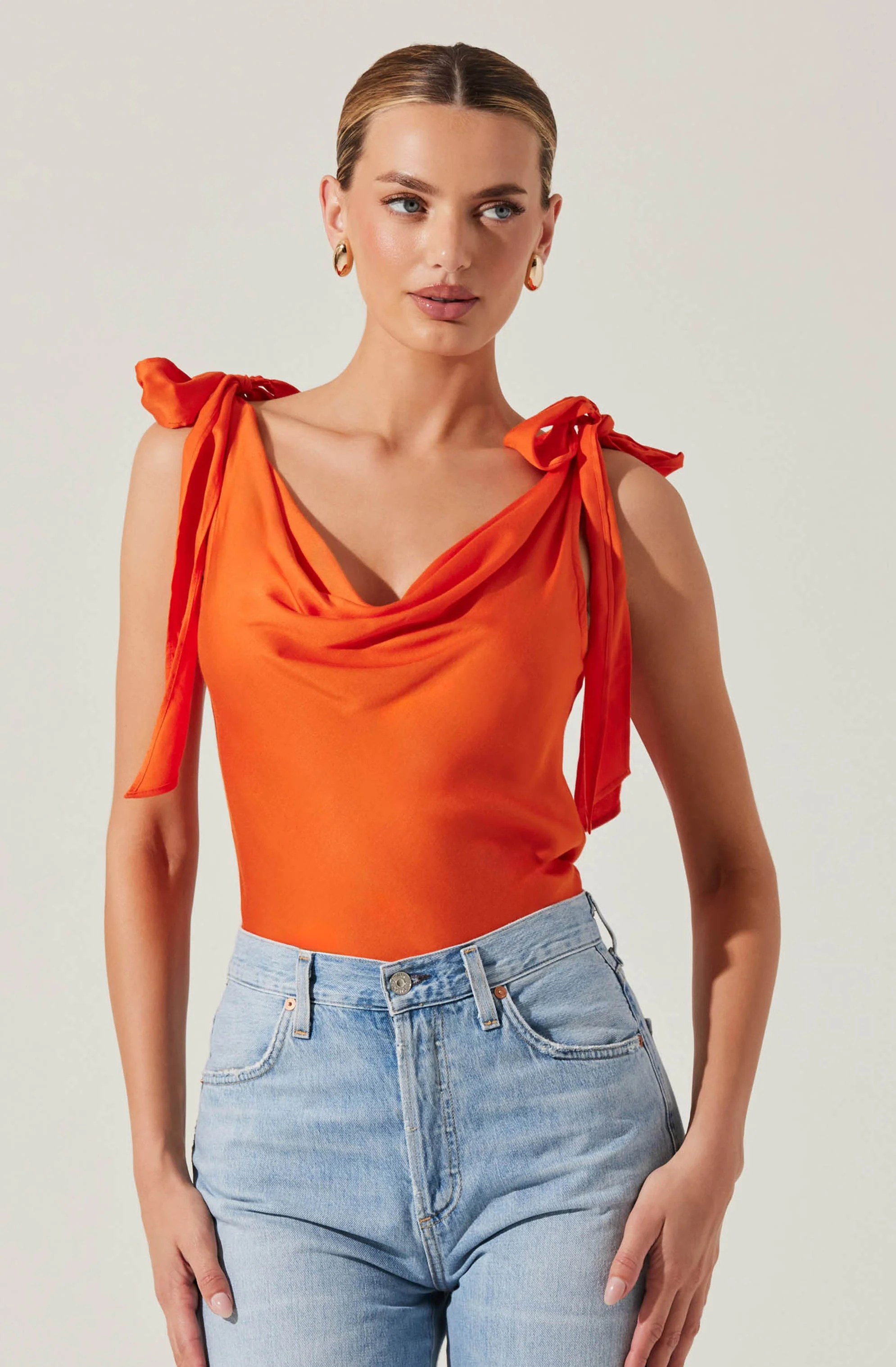 Allexina Satin Cowl Neck Top
