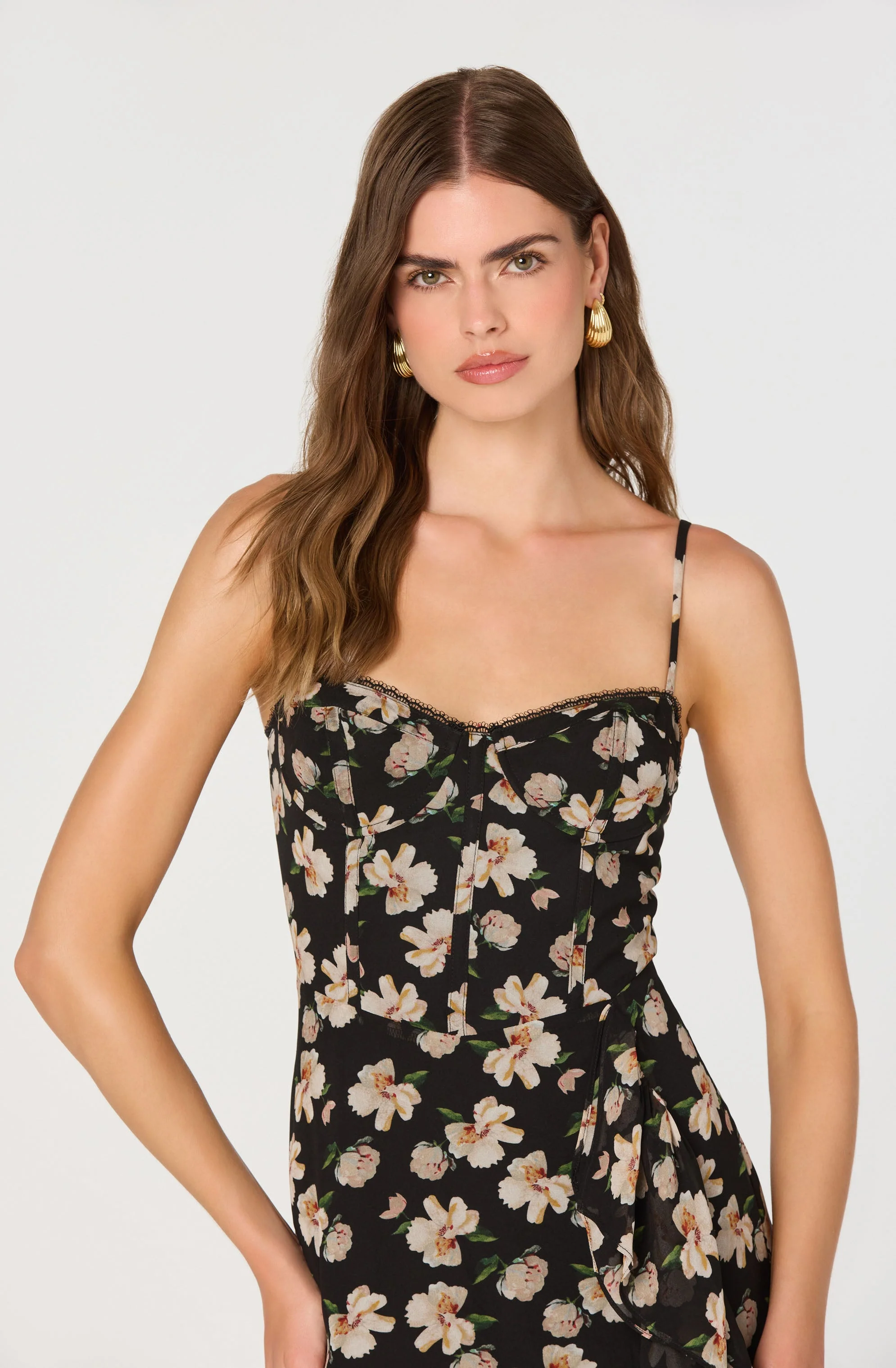 Brisbane Asymmetrical Floral Midi Dress
