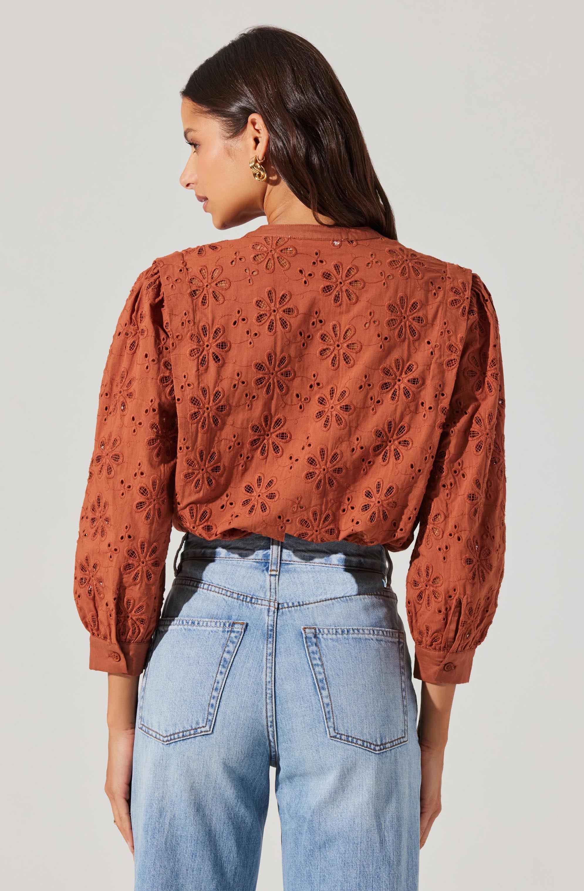 Savanna Eyelet Button Up Top