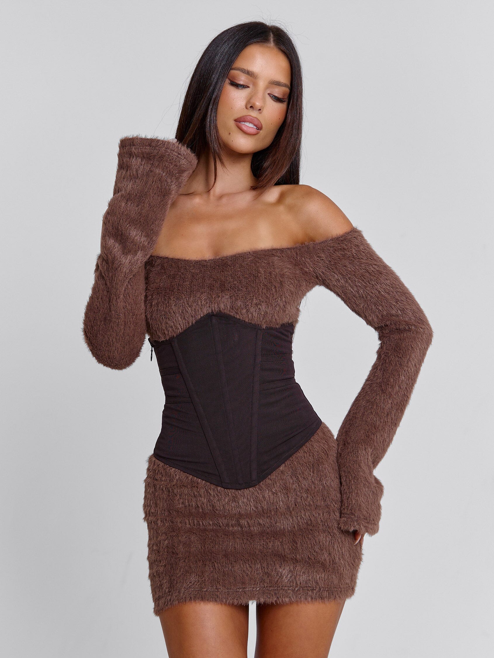 Juno Mini Dress Brown