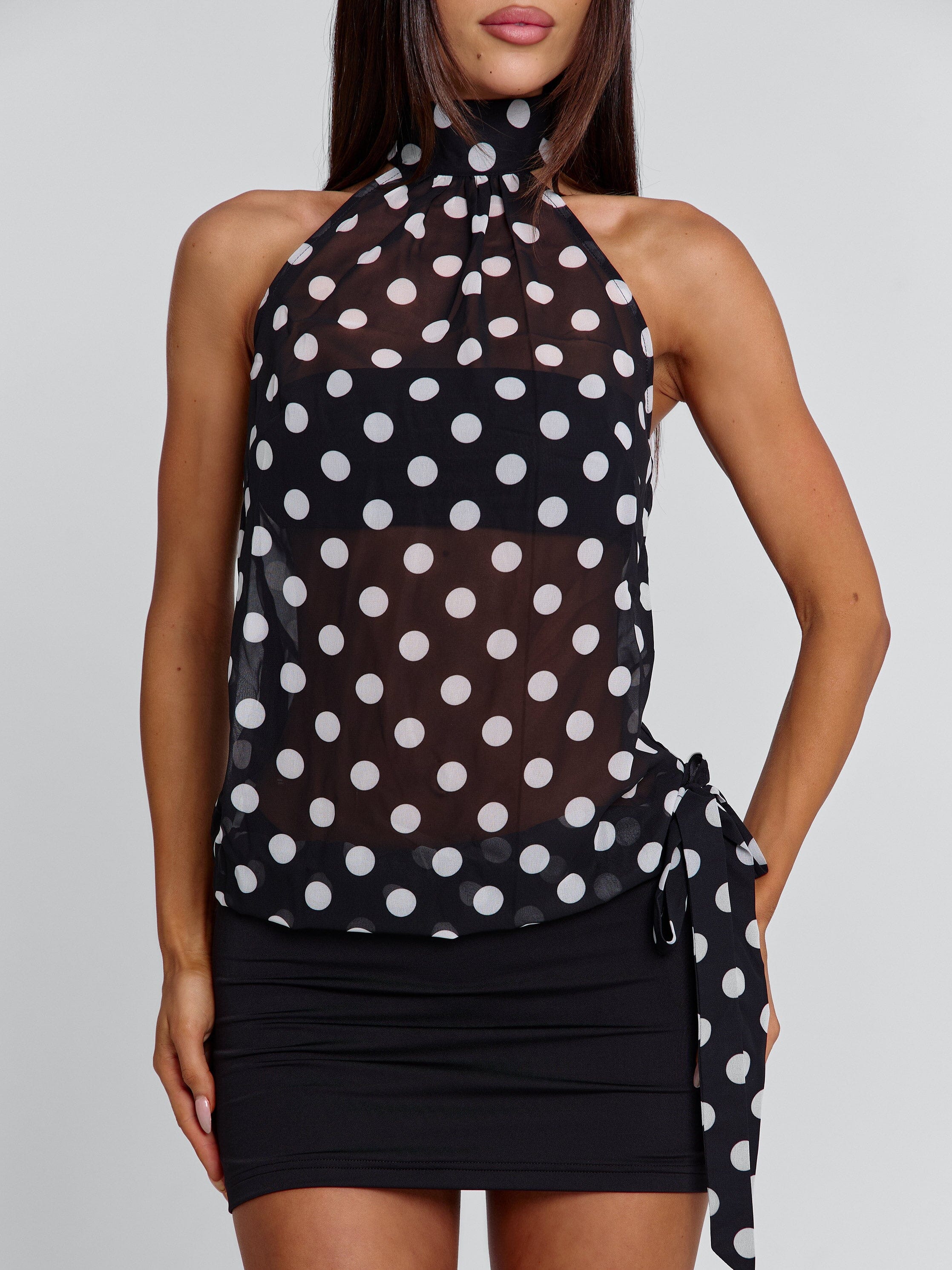 Oriane Mini Dress Black Polka Dot