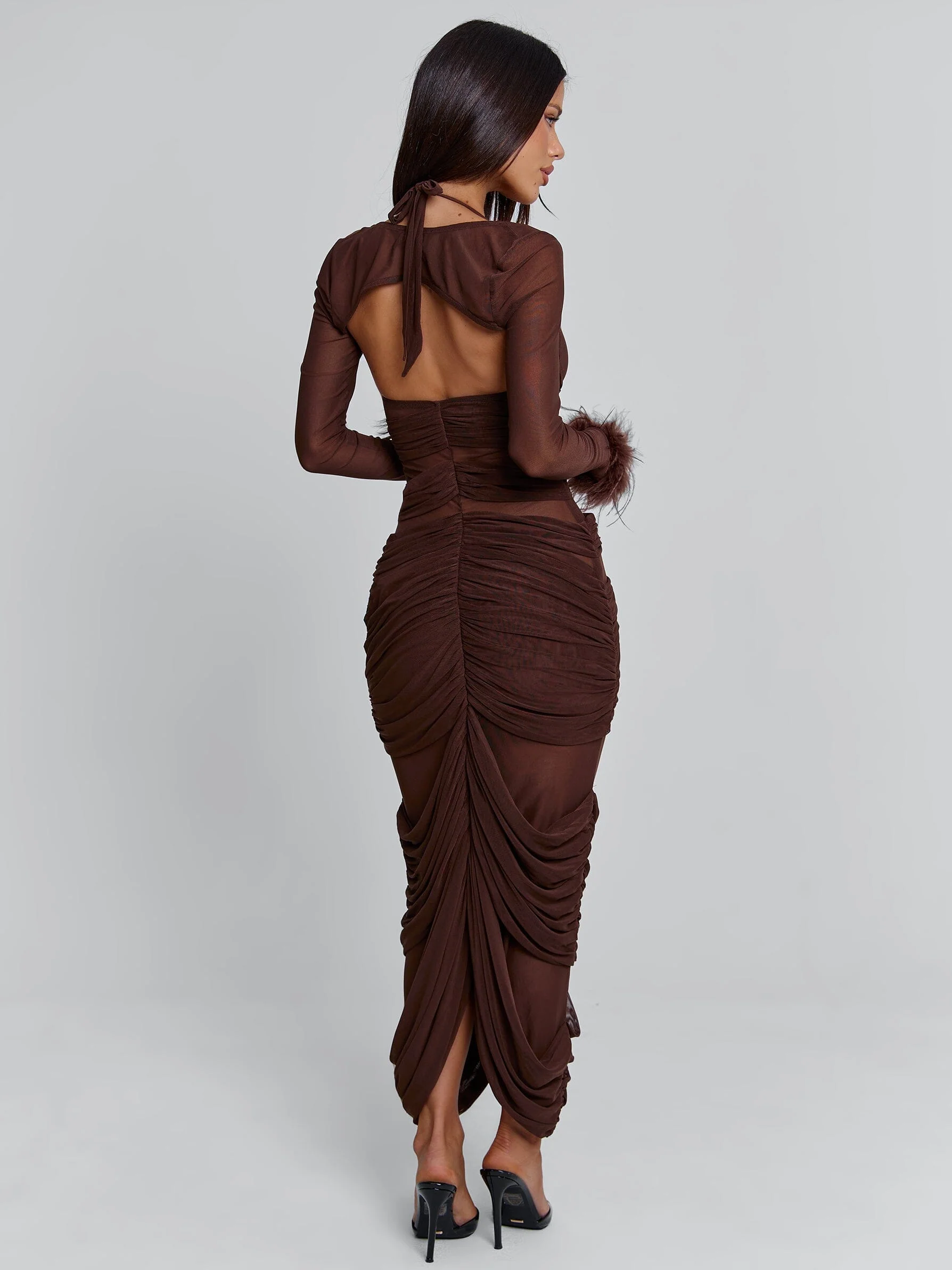 Cherrey Maxi Dress Chocolate