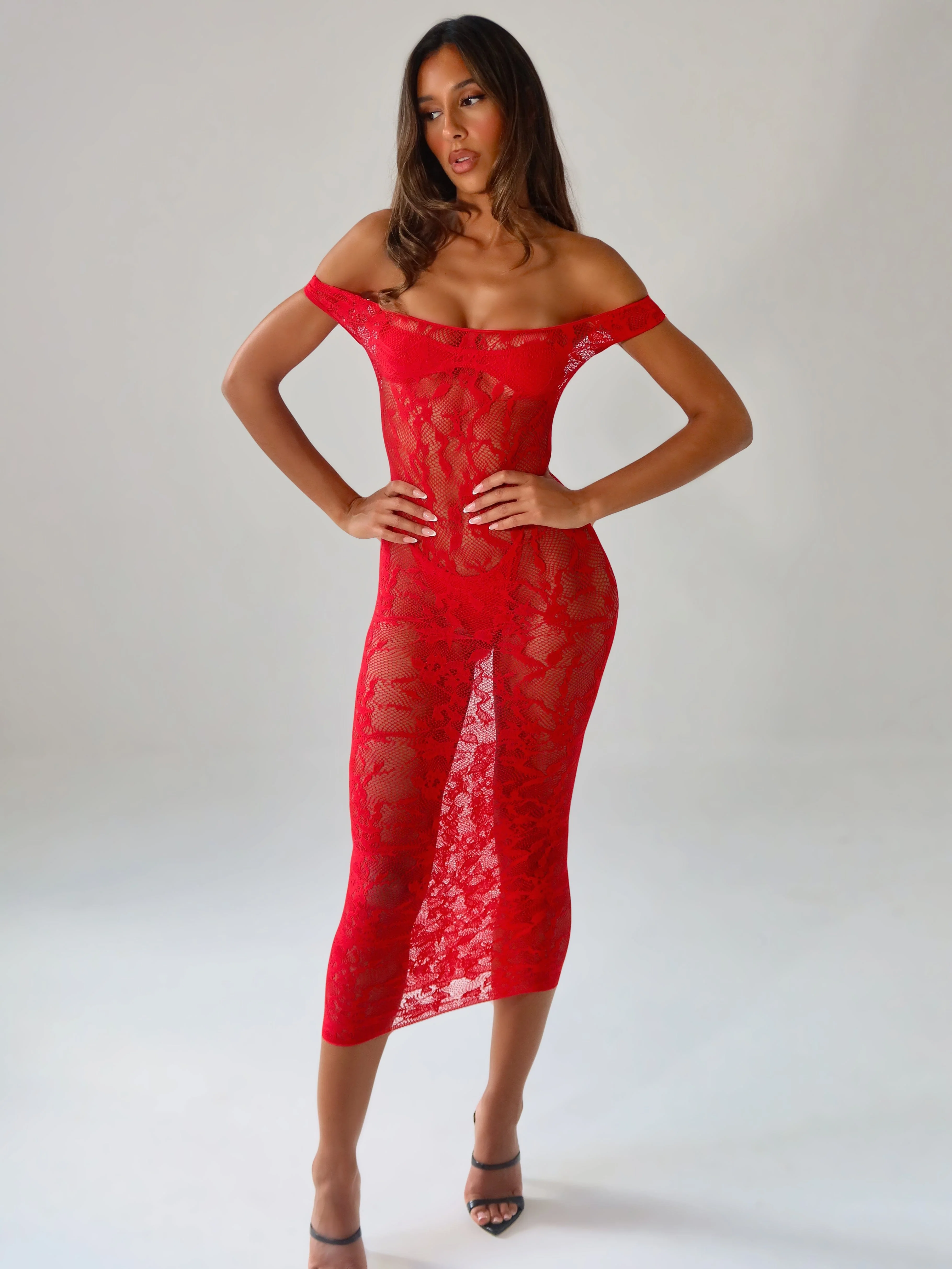 Kaelis Midi Dress Red