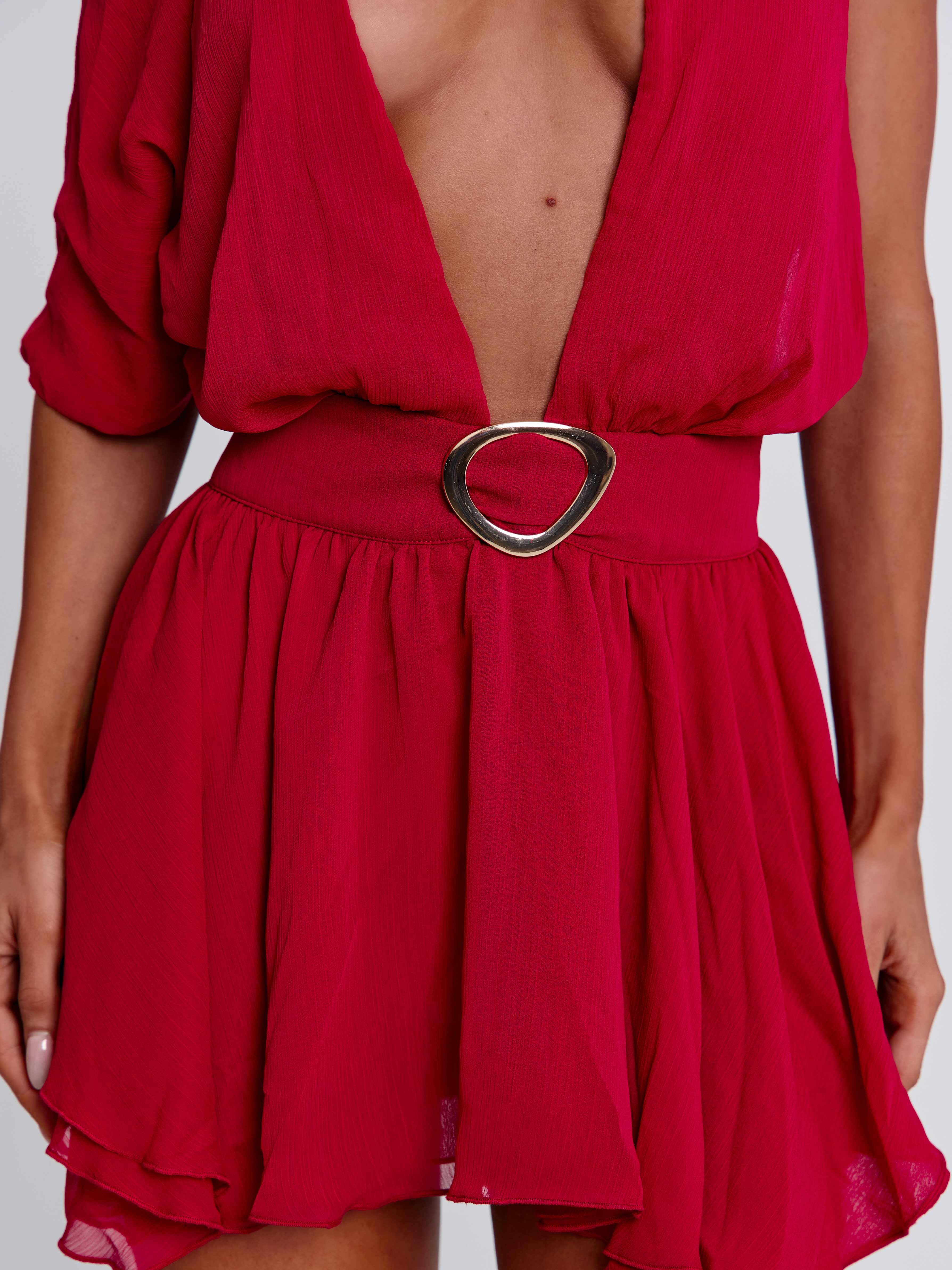 Erice Mini Dress Deep Red